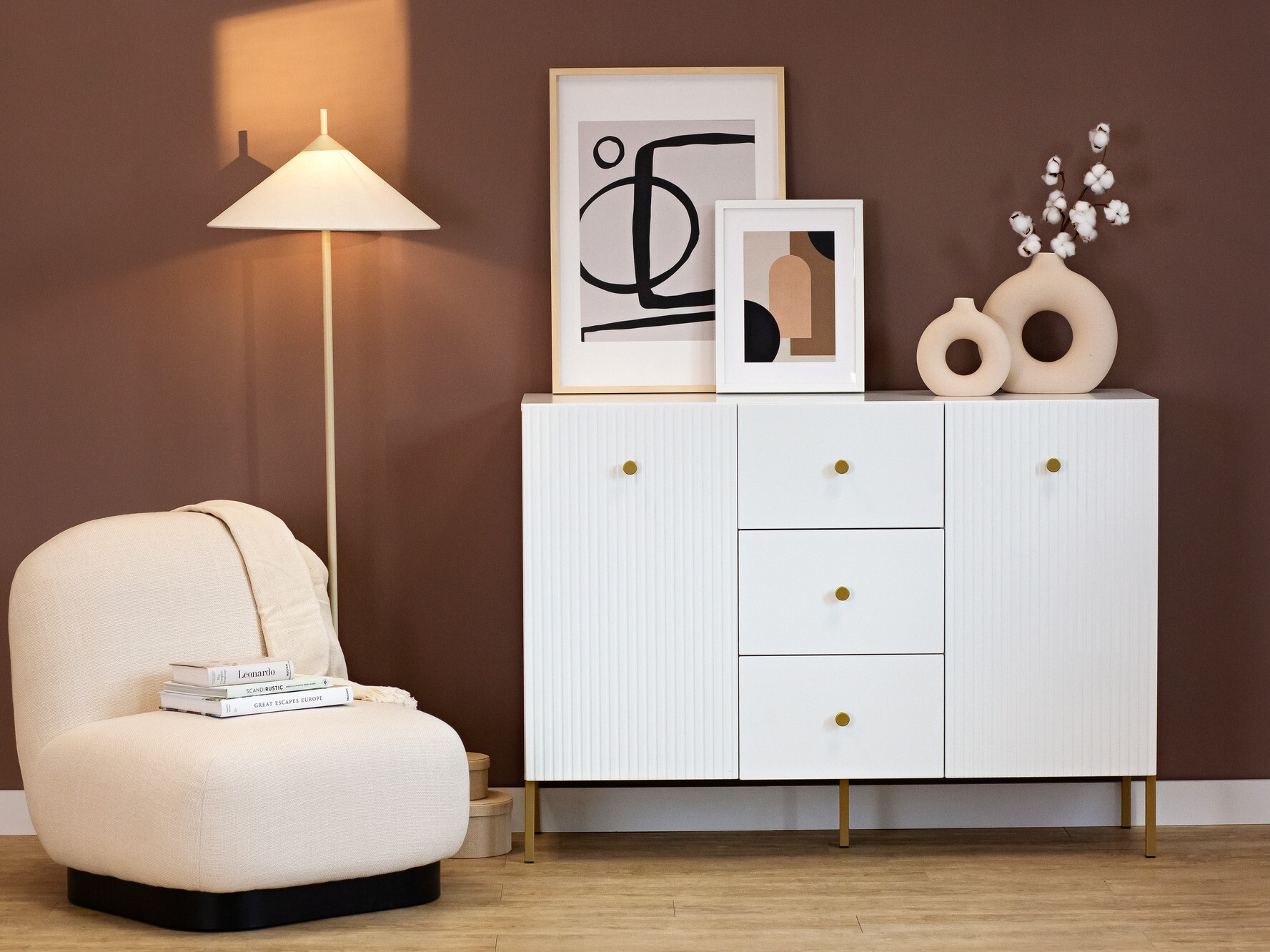 Komoda Etliva 101 (Bijela + Zlatna)