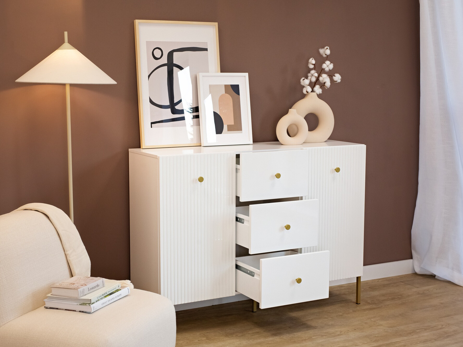 Komoda Etliva 101 (Bijela + Zlatna)