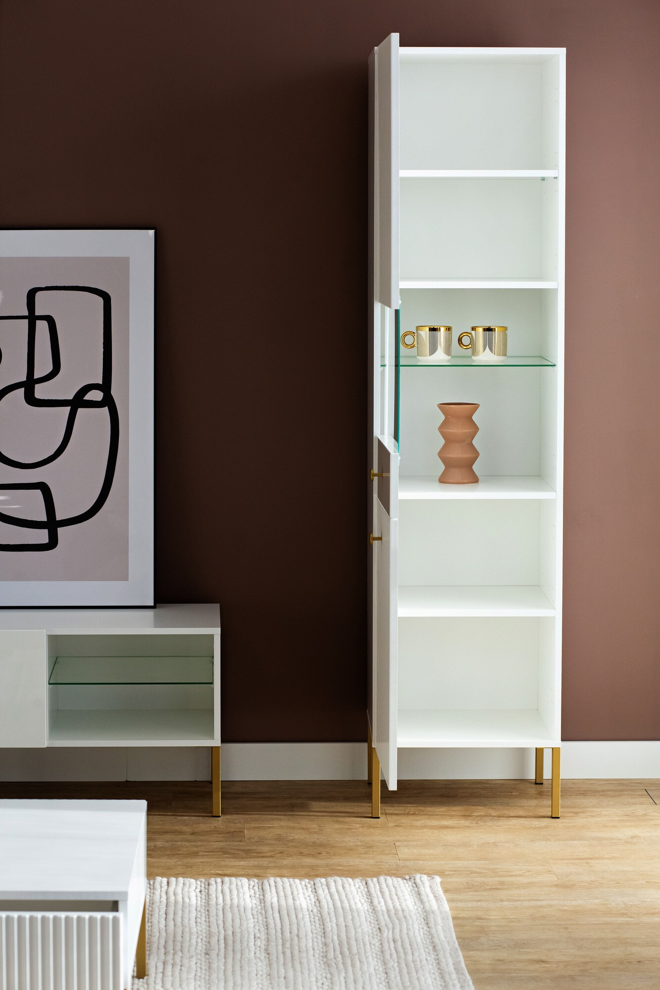 Polica Etliva 107 (Bijela + Zlatna)