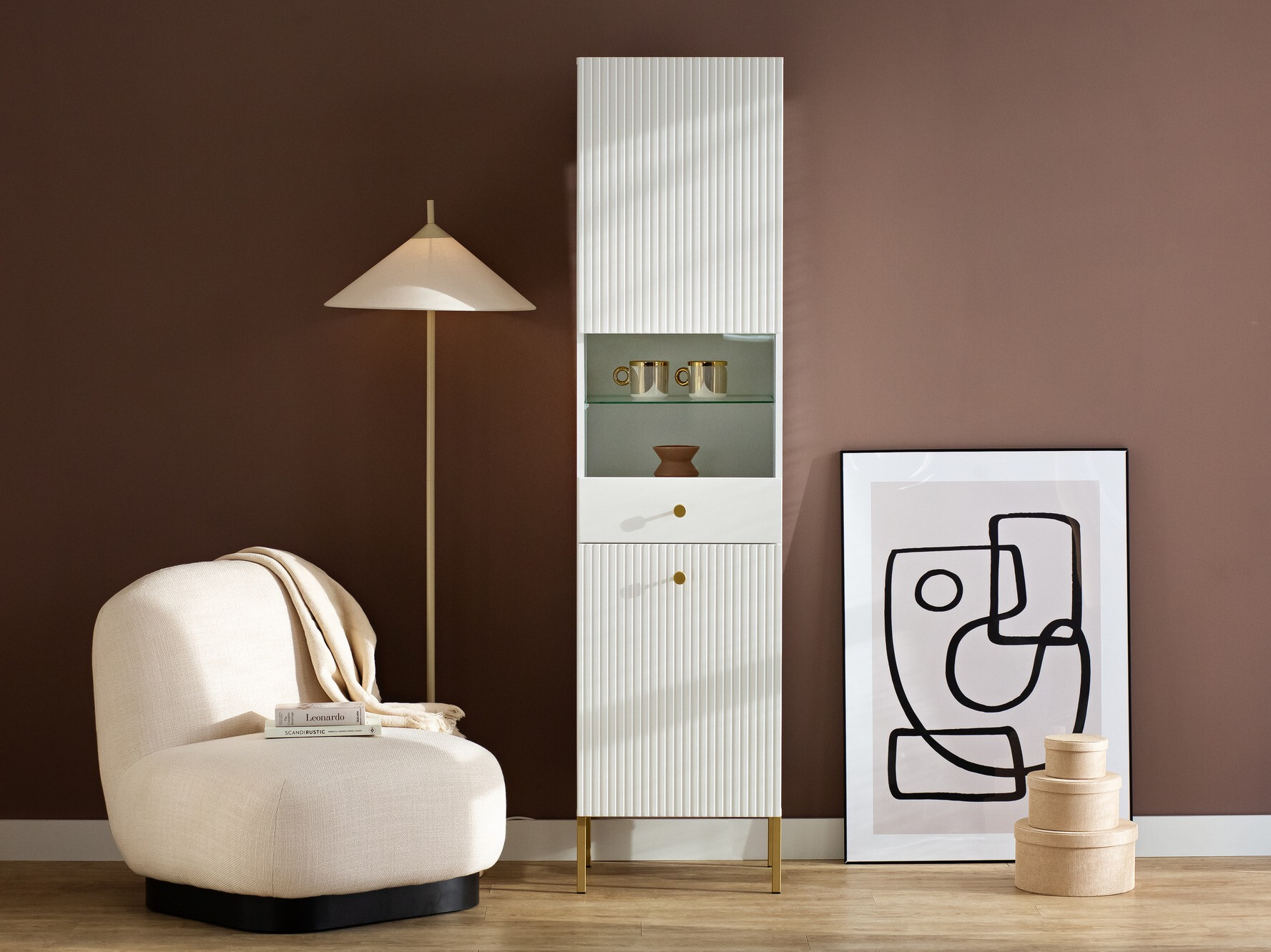 Polica Etliva 107 (Bijela + Zlatna)