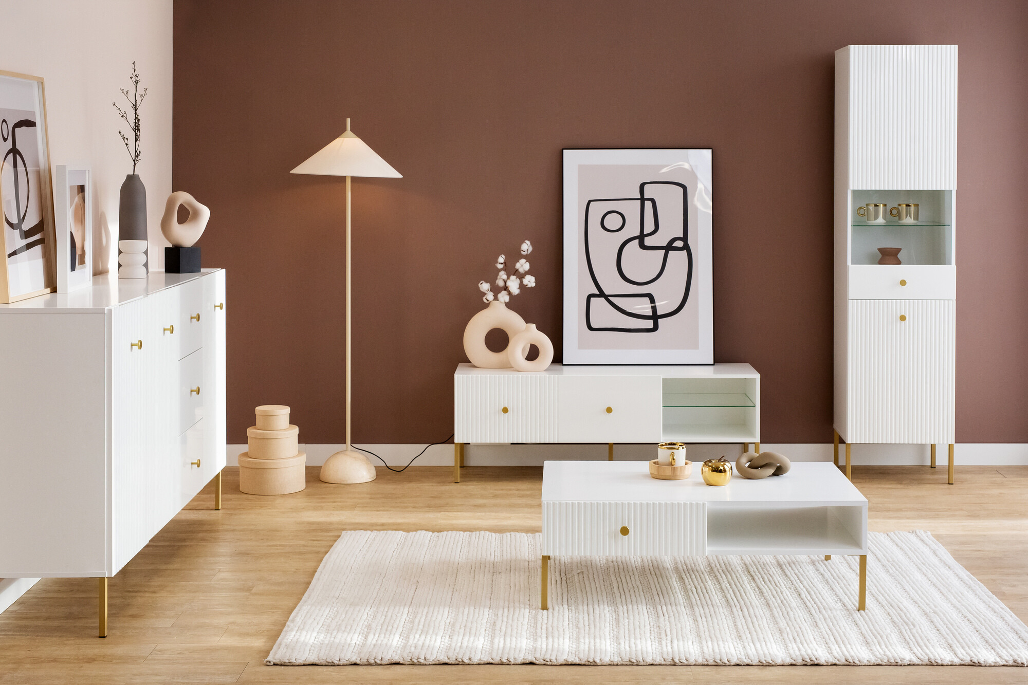 Polica Etliva 107 (Bijela + Zlatna)