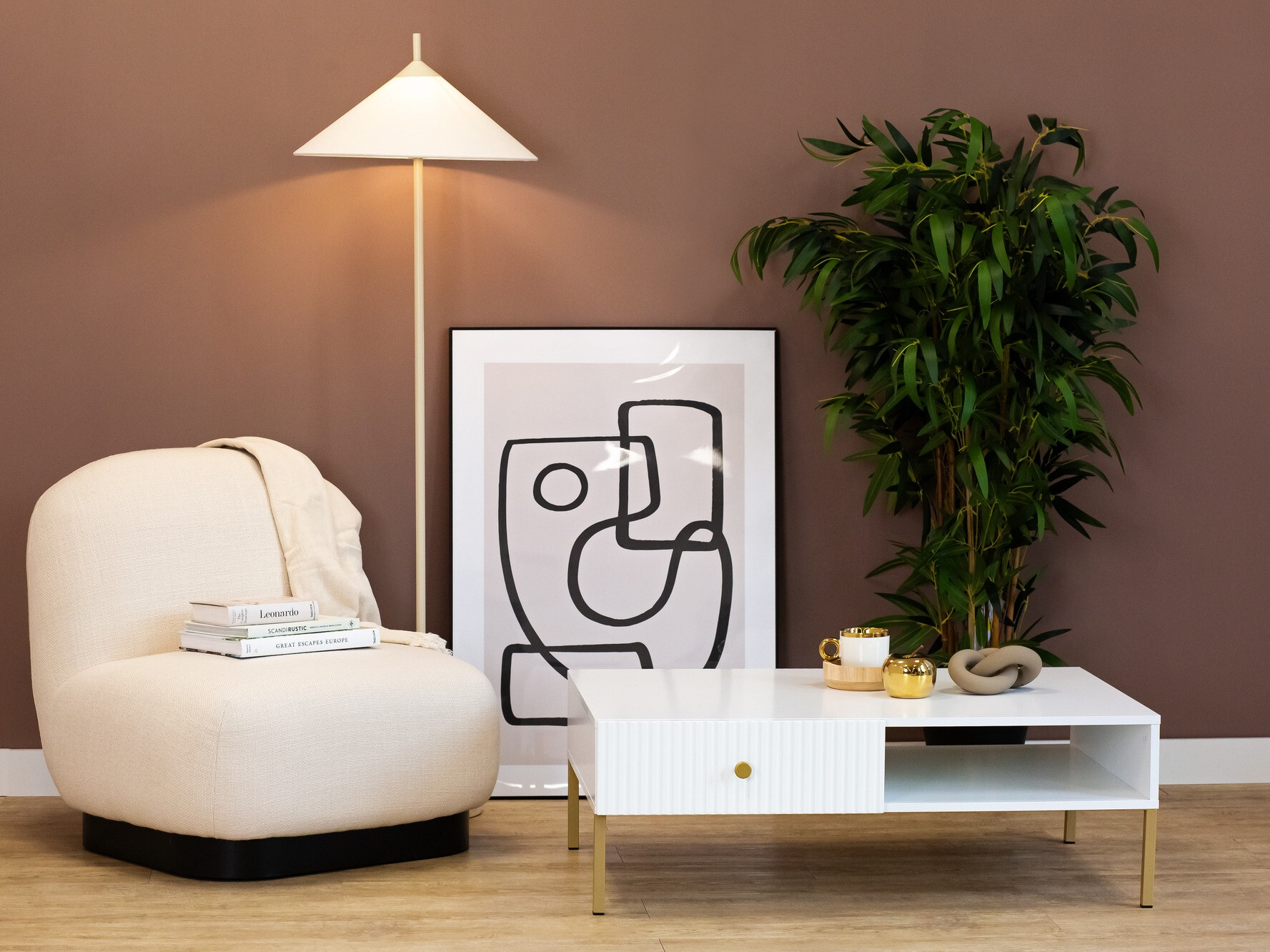 Stolić za kavu Etliva 103 (Bijela + Zlatna)