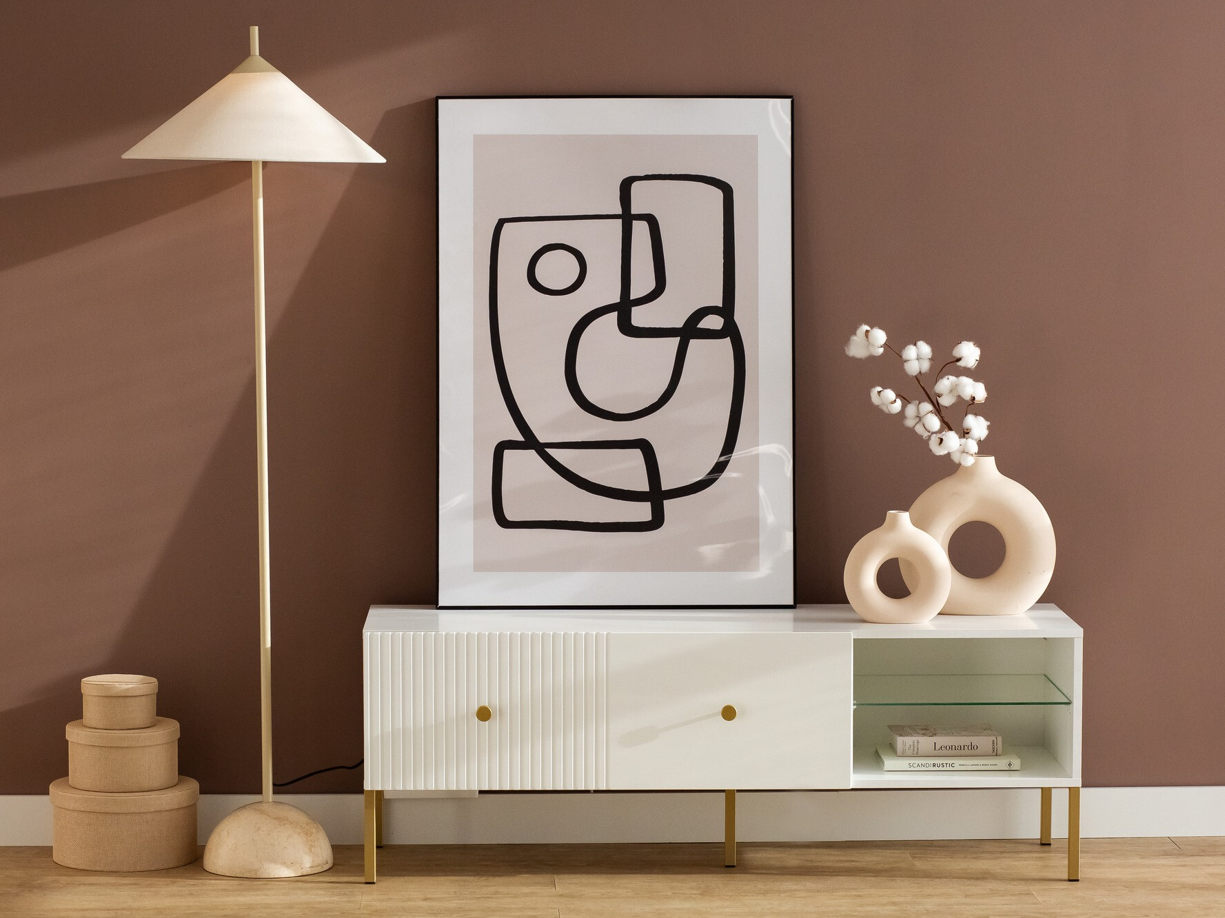 TV stol Etliva 104 (Bijela + Zlatno)