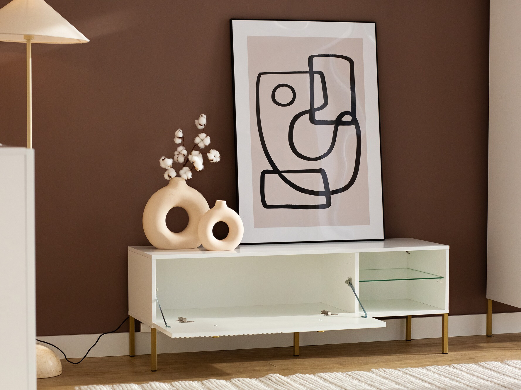 TV stol Etliva 104 (Bijela + Zlatno)