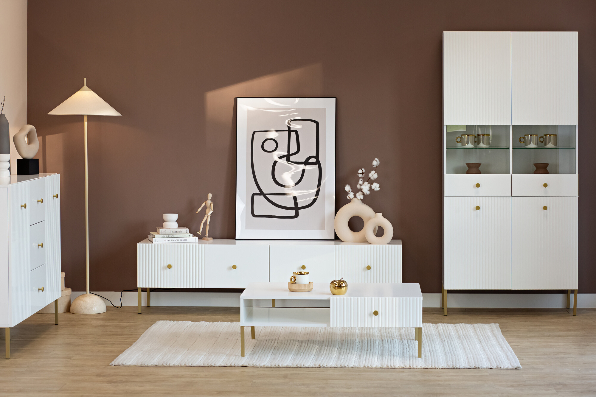 TV stol Etliva 105 (Bijela + Zlatna)