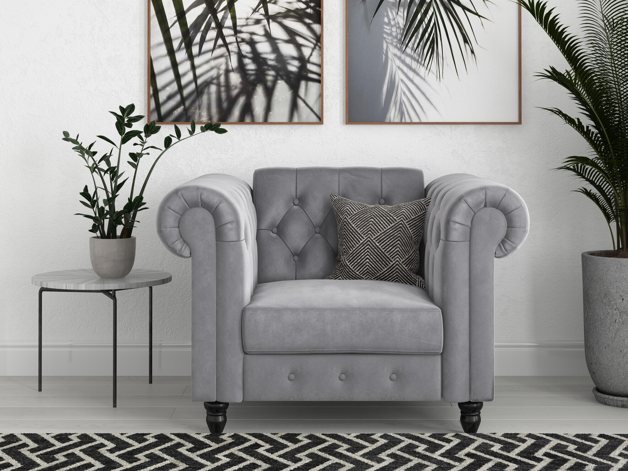 Chesterfield fotelja Tulsa 630 (Svijetlo siva)