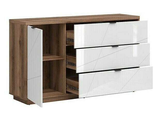 Set za dnevni boravak Fivale 110 (Tamni hrast Delano + Sjajno bijela)