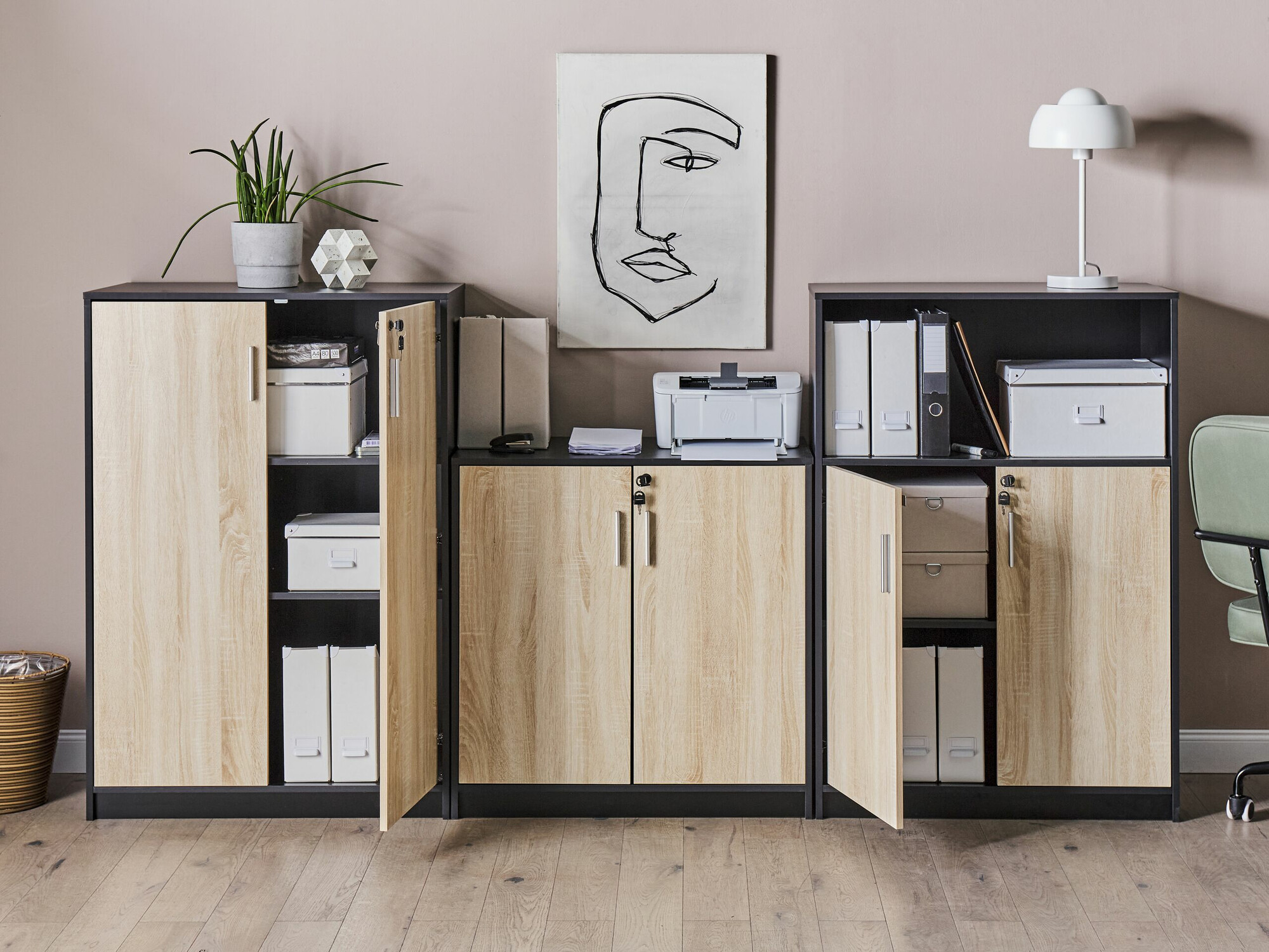 Ormarić Catferu 114 (Crna + Svijetlo drvo)