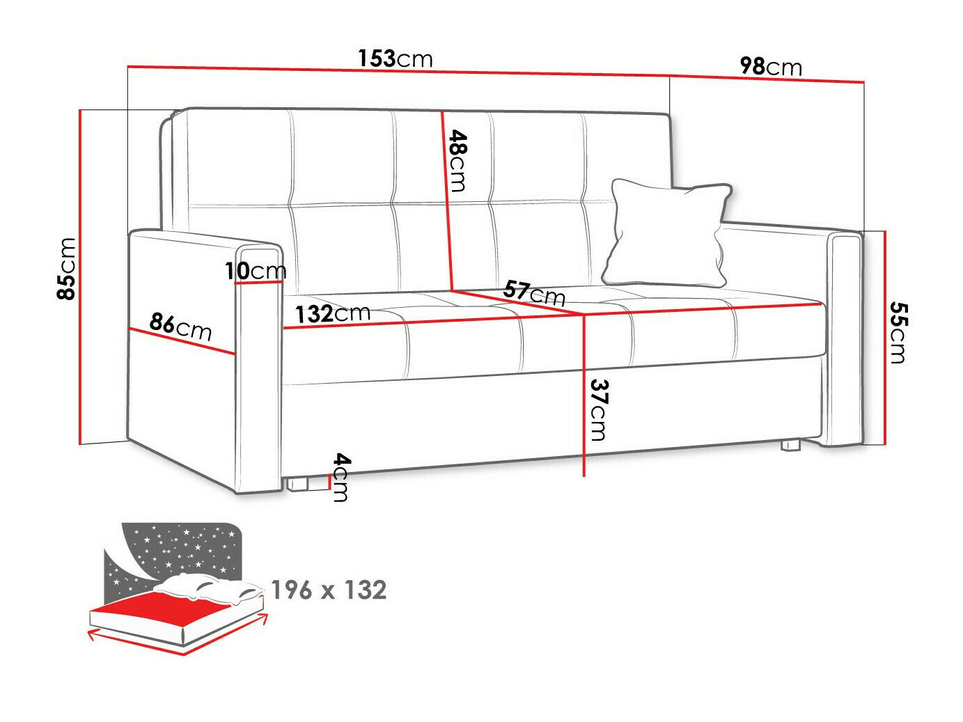 Kauč na razvlačenje Columbus 106 (Manila 38)