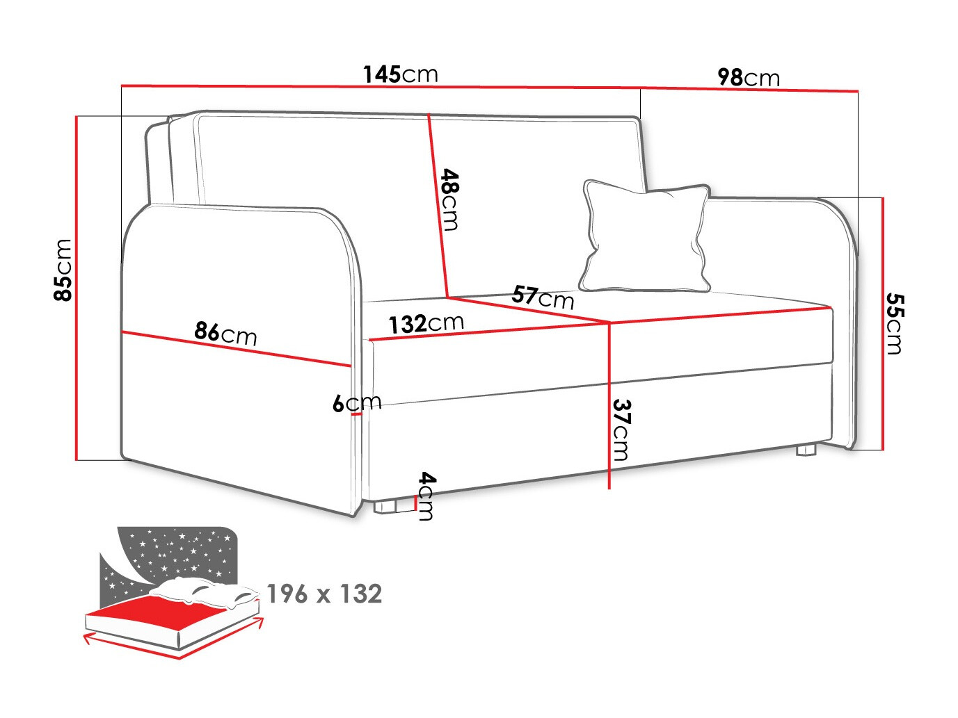 Kauč na razvlačenje Columbus 123 (Mono 241)