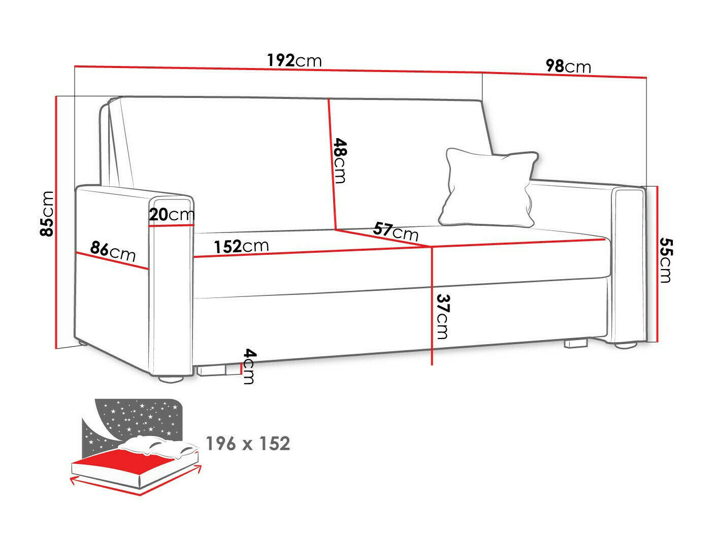 Kauč na razvlačenje Columbus 185 (Poso 100)