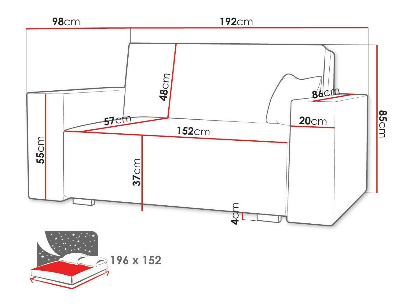 Kauč na razvlačenje Serora IV (Neve 34)