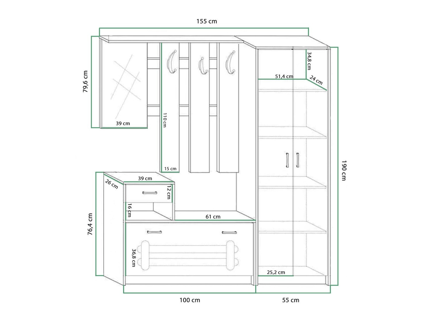 Set za hodnik Gilroy 106 (Sonoma hrast + Bijela)