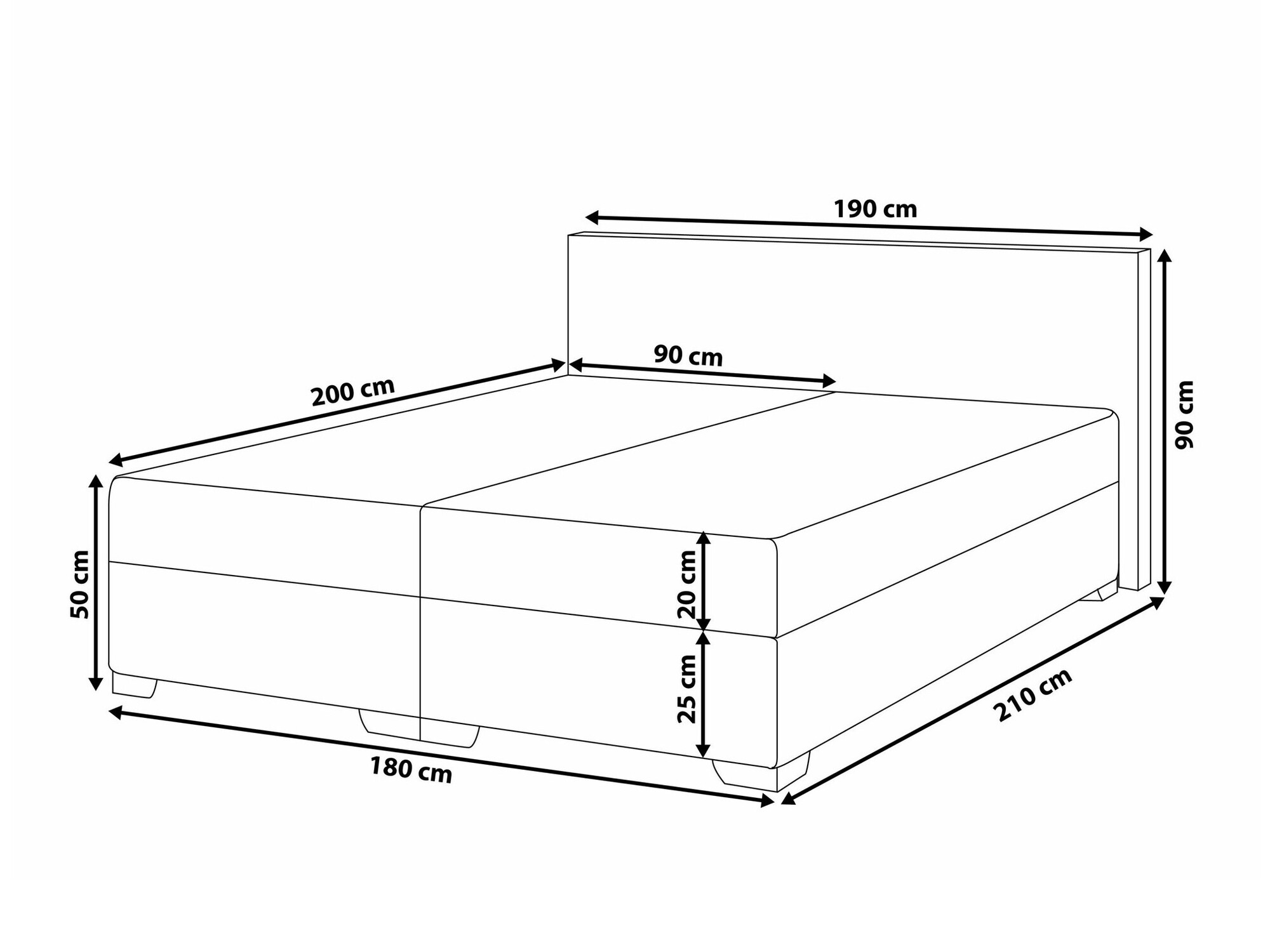 Boxspring krevet Berwyn 1548 (Crna)