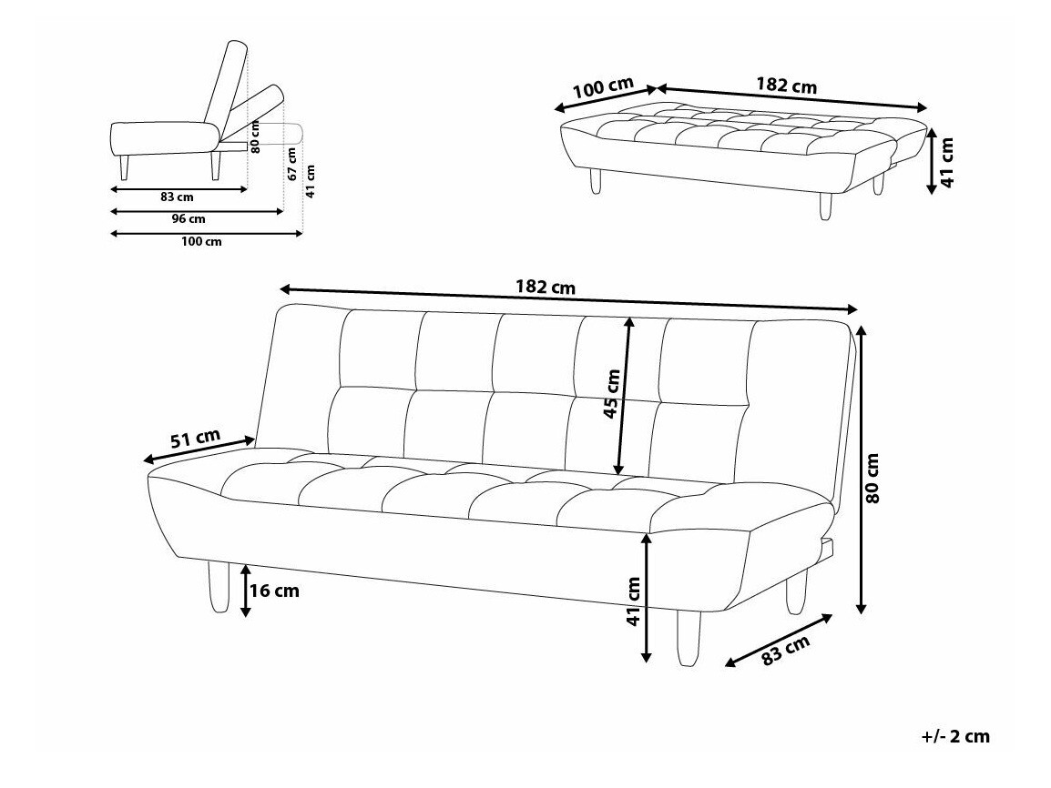 Kauč na razvlačenje Berwyn 1550 (Tamno siva)