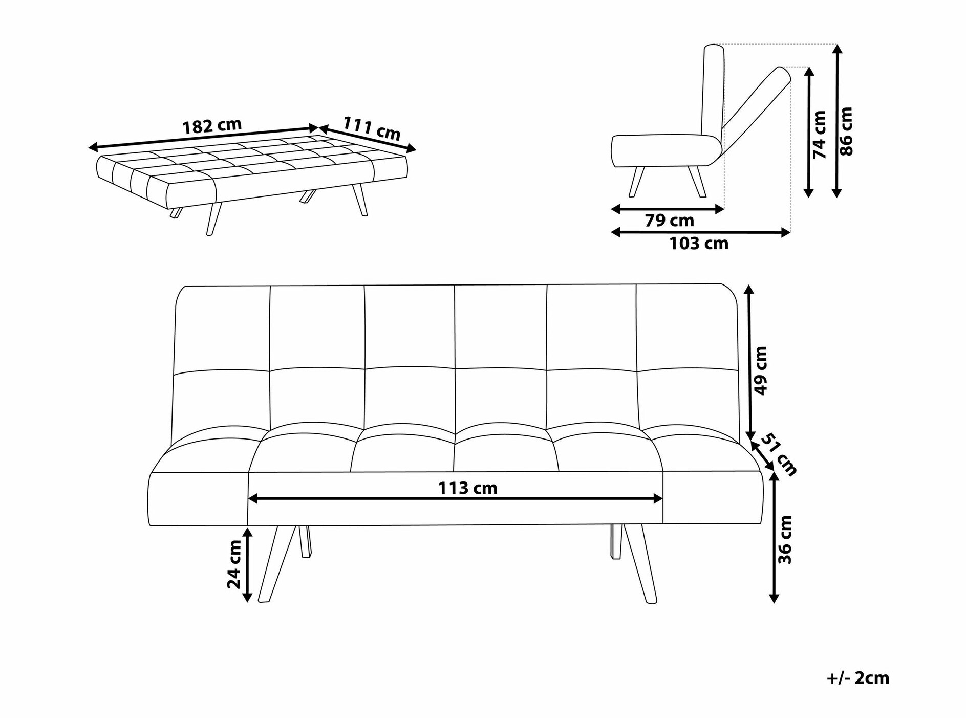 Kauč na razvlačenje Berwyn 1552 (Svijetlo siva)