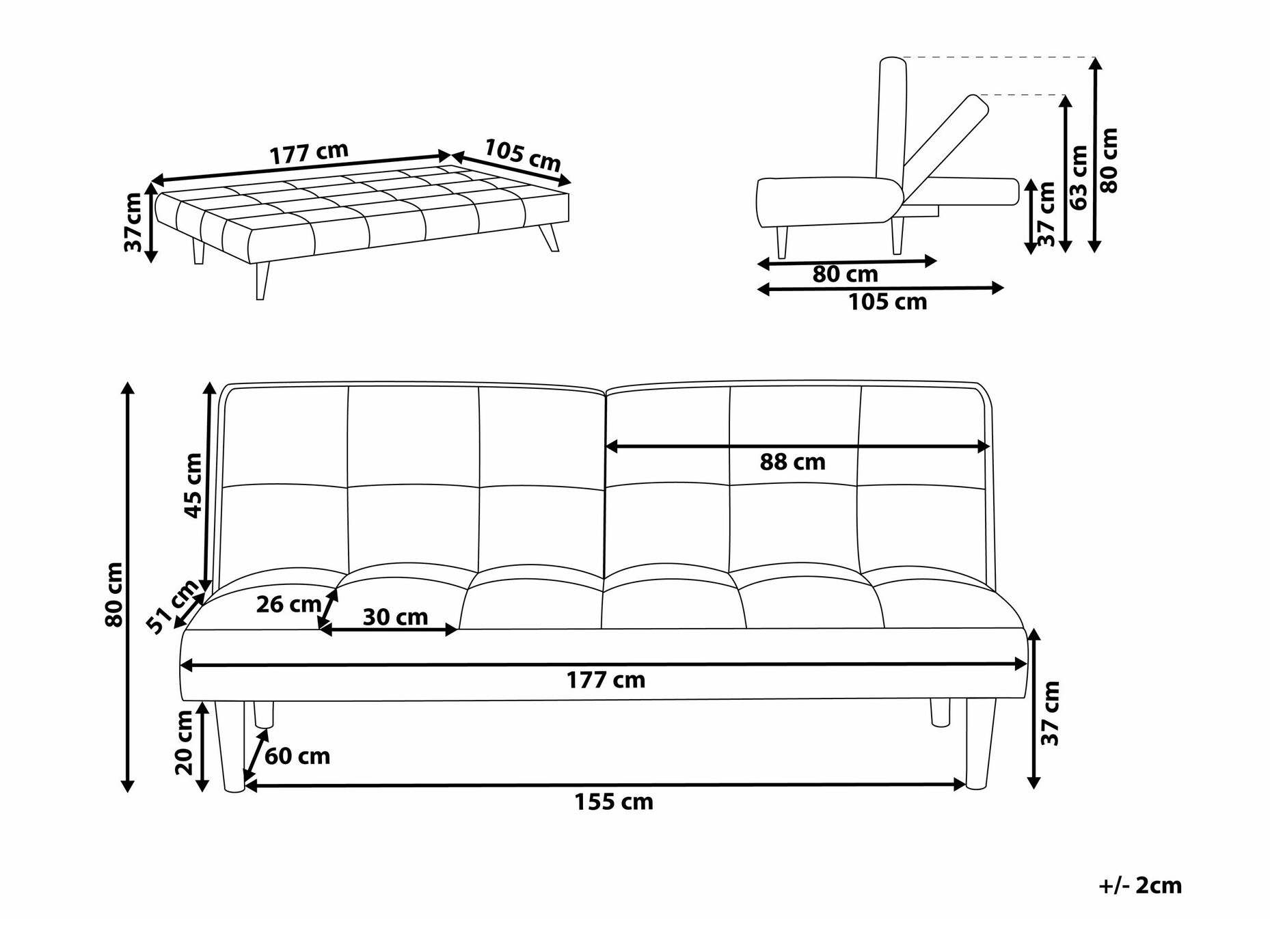 Kauč na razvlačenje Berwyn 1554 (Svijetlo siva)