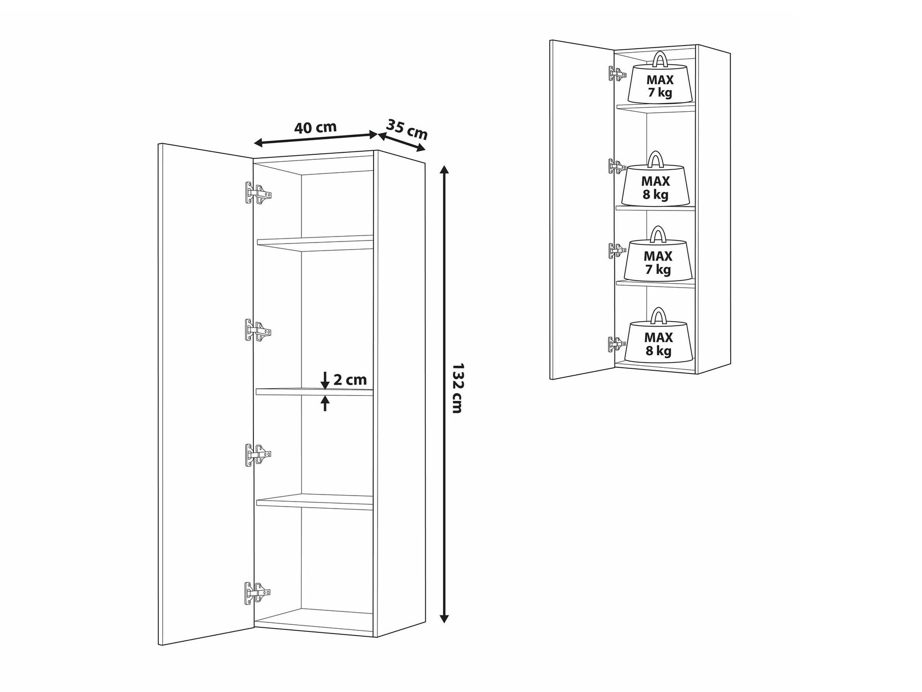 Zidni ormarić Berwyn 1555 (Crna)