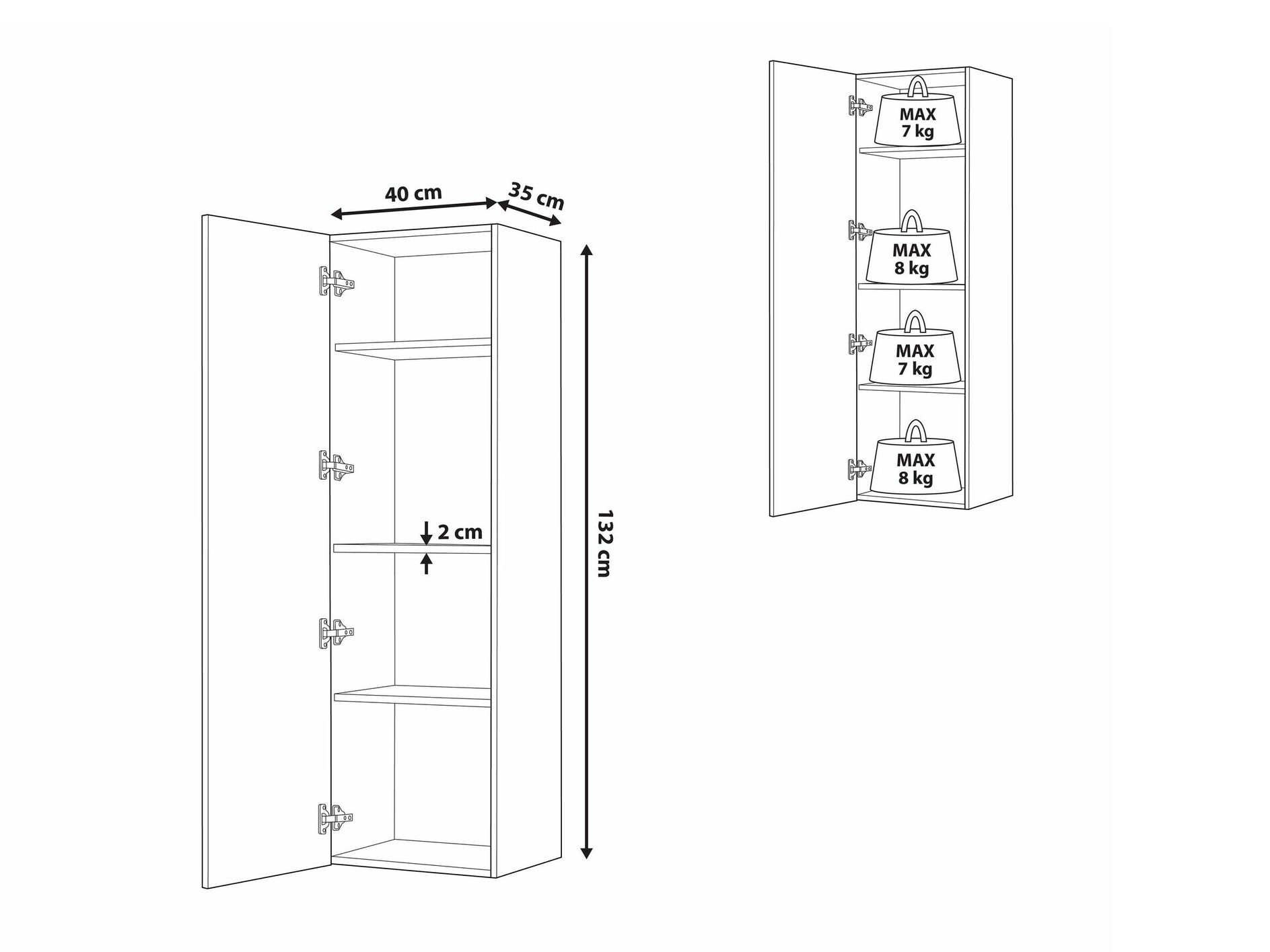 Zidni ormarić Berwyn 1555 (Siva)