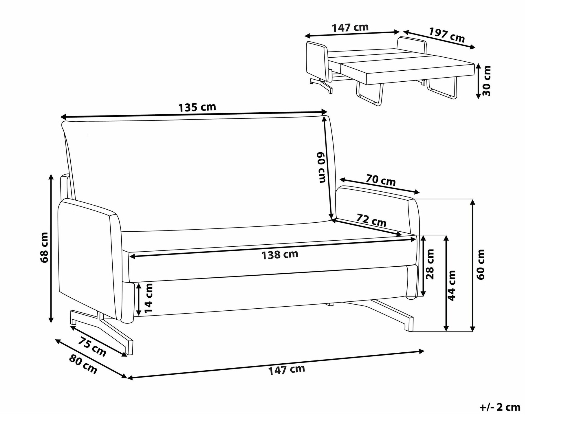 Kauč na razvlačenje Berwyn 1557 (Bež)