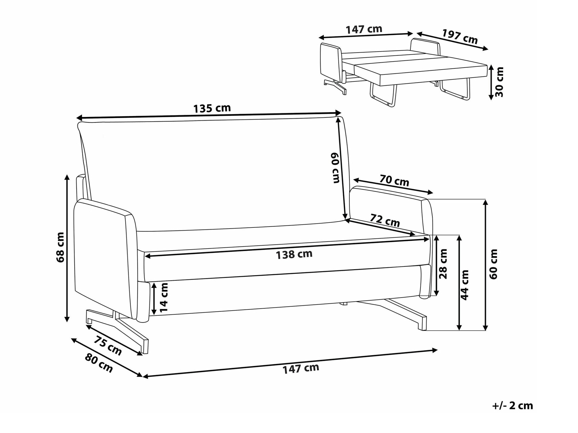Kauč na razvlačenje Berwyn 1557 (Siva)