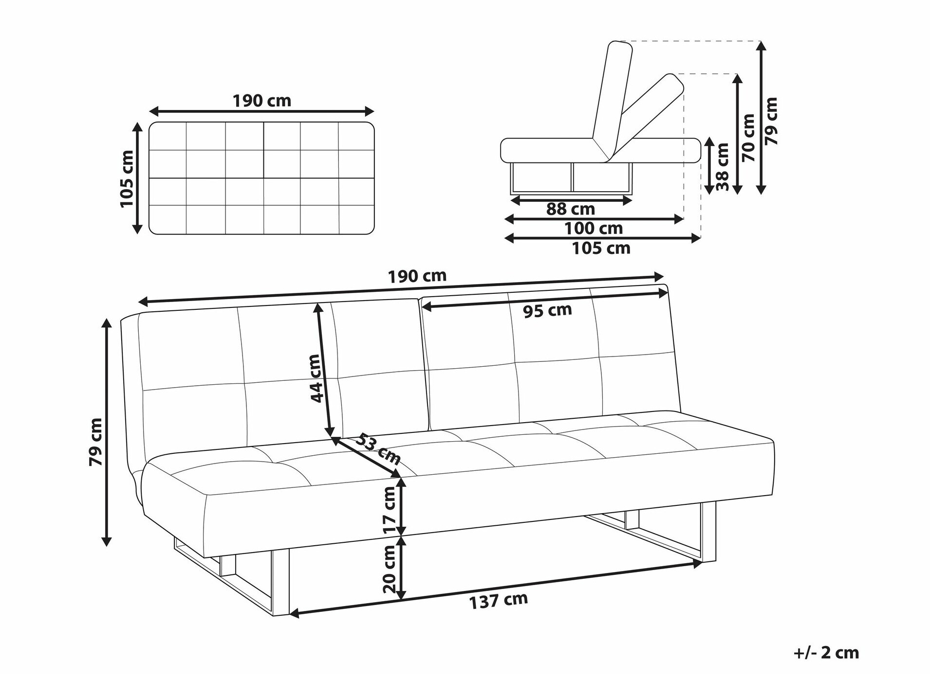 Kauč na razvlačenje Berwyn 1559 (Plava)