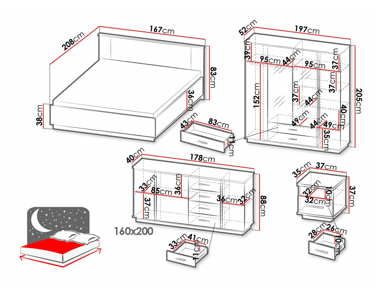 Set za spavaću sobu Tenodeu 128