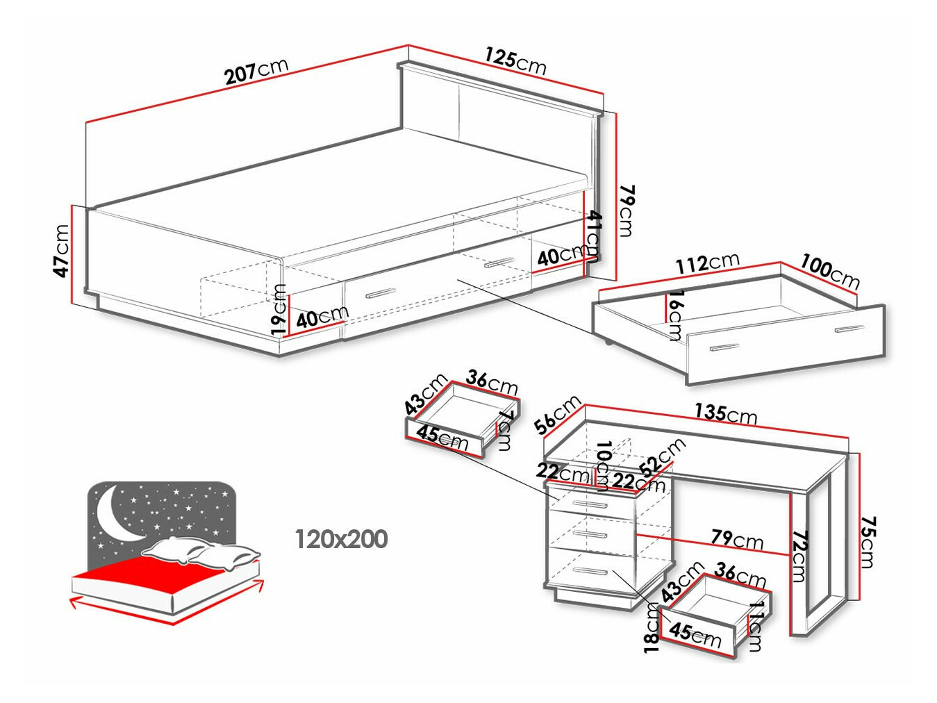 Set za spavaću sobu Tenodeu 129