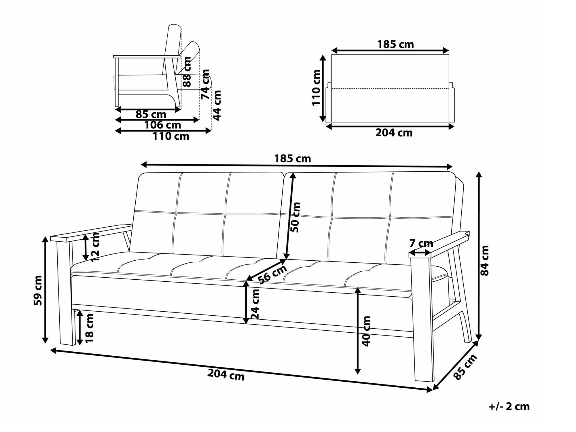 Kauč na razvlačenje Berwyn 1563 (Siva)