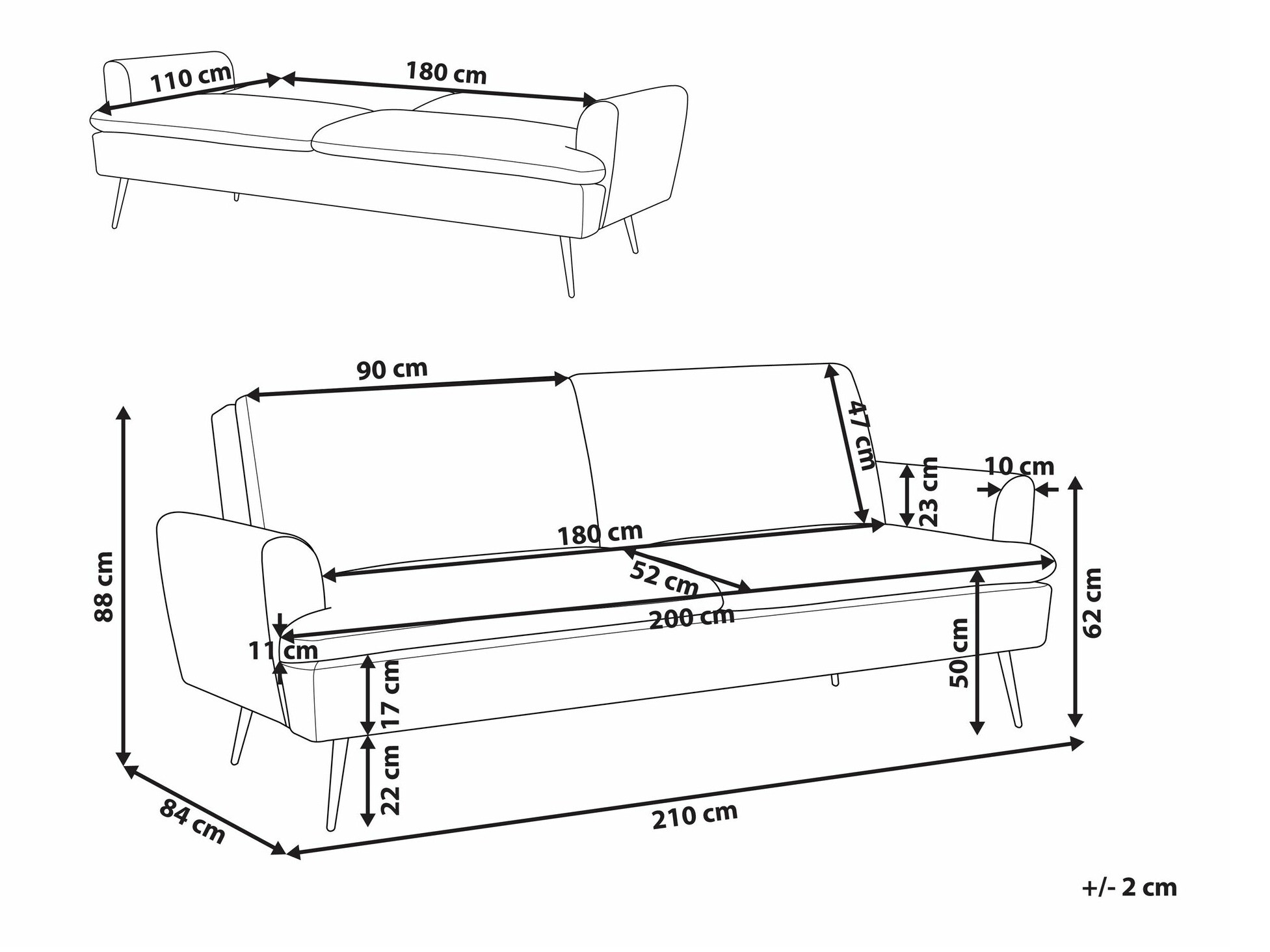 Kauč na razvlačenje Berwyn 1564 (Zelena)