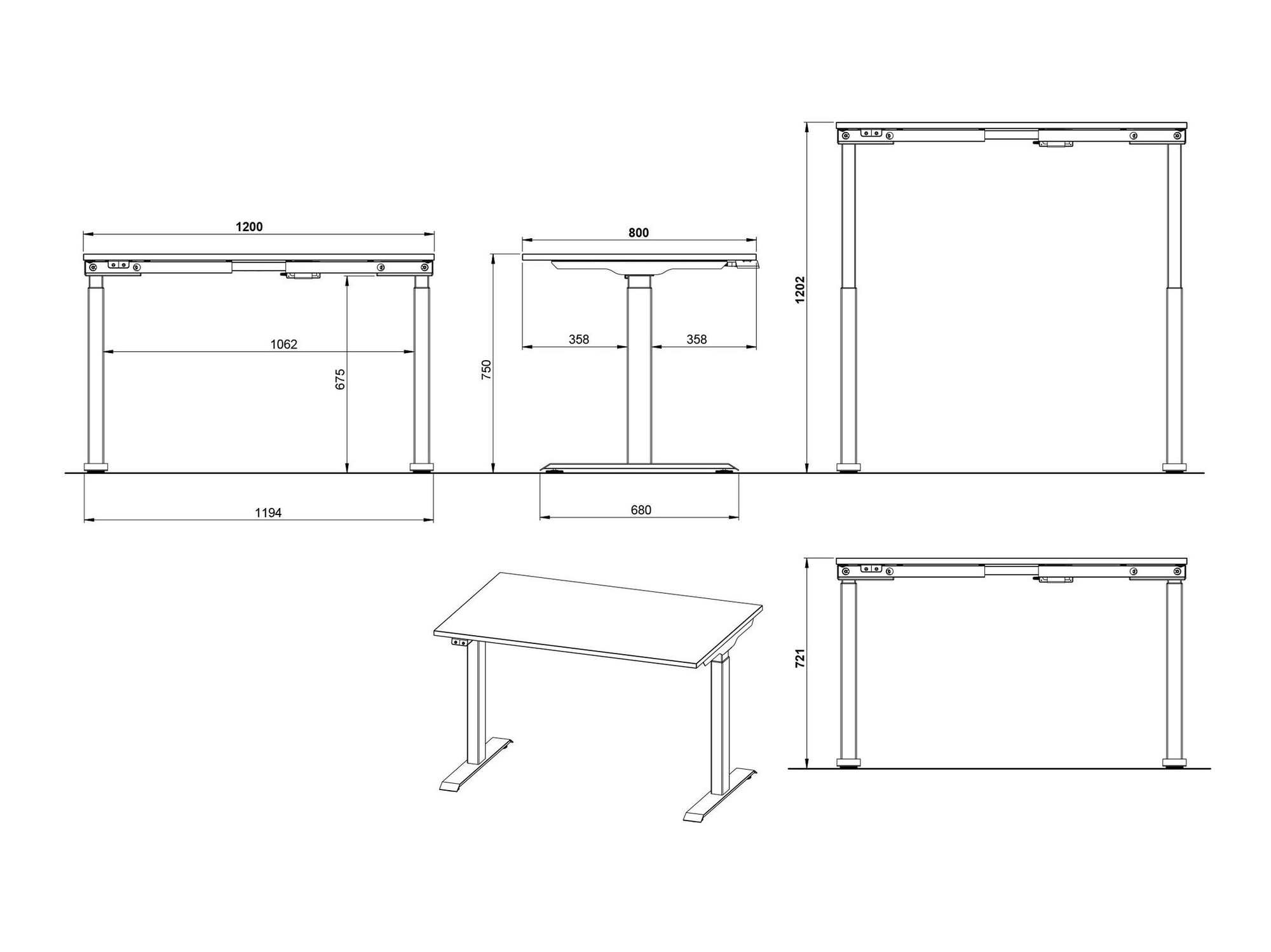 Radni stol podesiv po visini Sacramento 417 (Navarra hrast + Bijela)