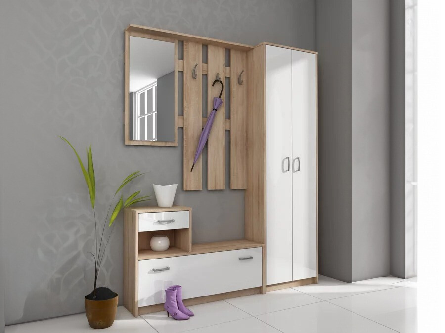 Set za hodnik Gilroy 106 (Sonoma hrast + Bijela)