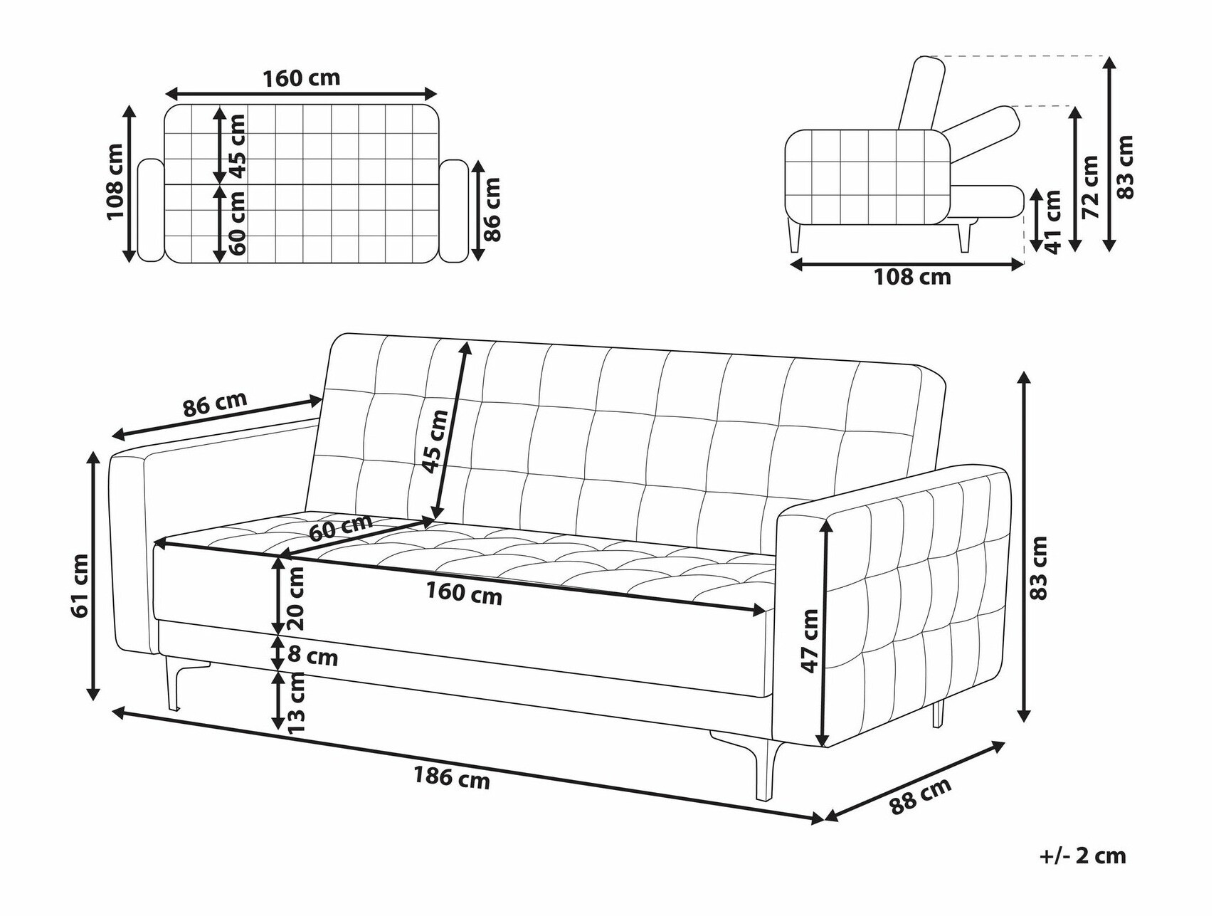 Kauč na razvlačenje Felvena 100 (Zelena)