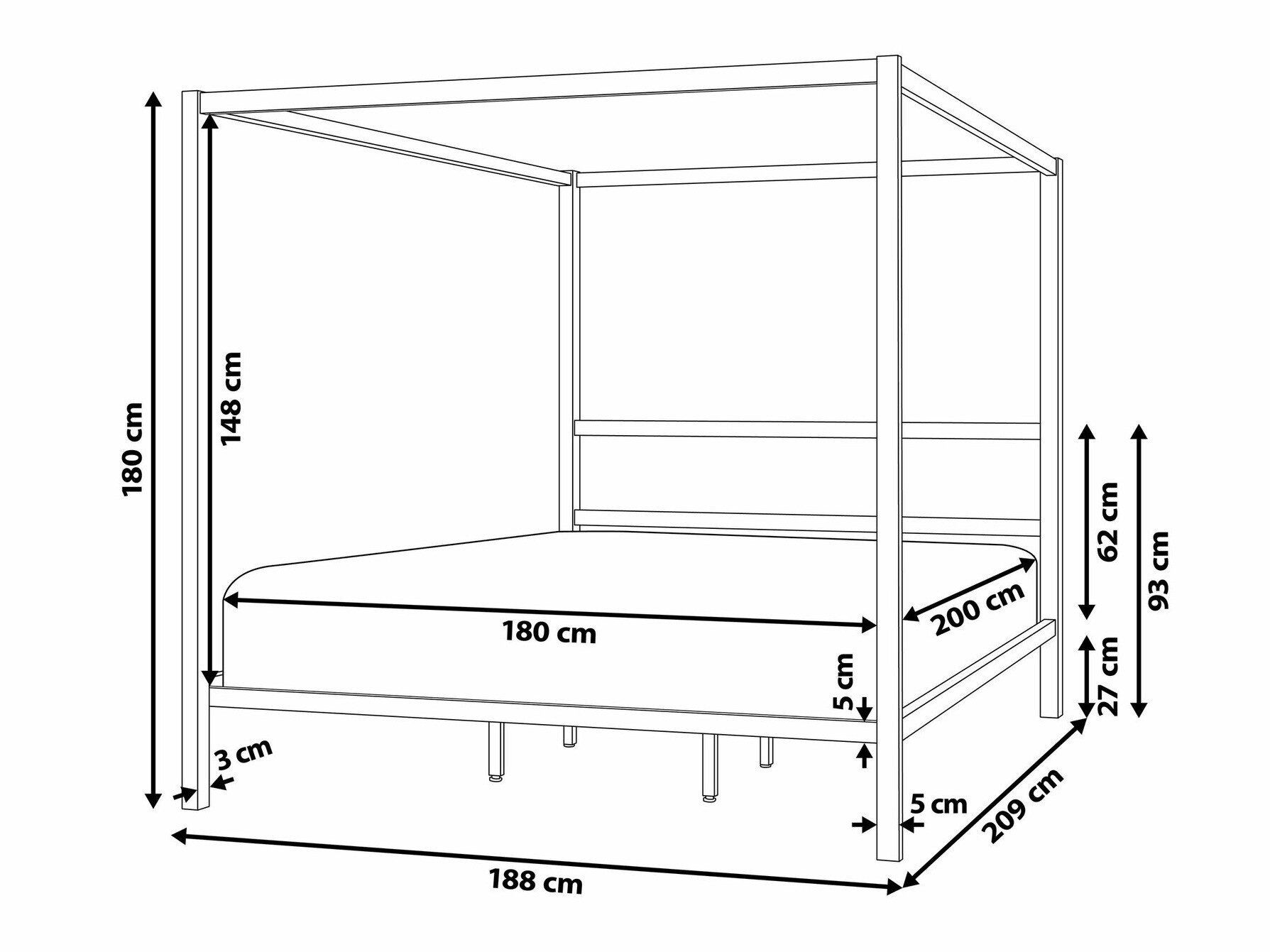 Krevet Berwyn 1586 (Bijela)
