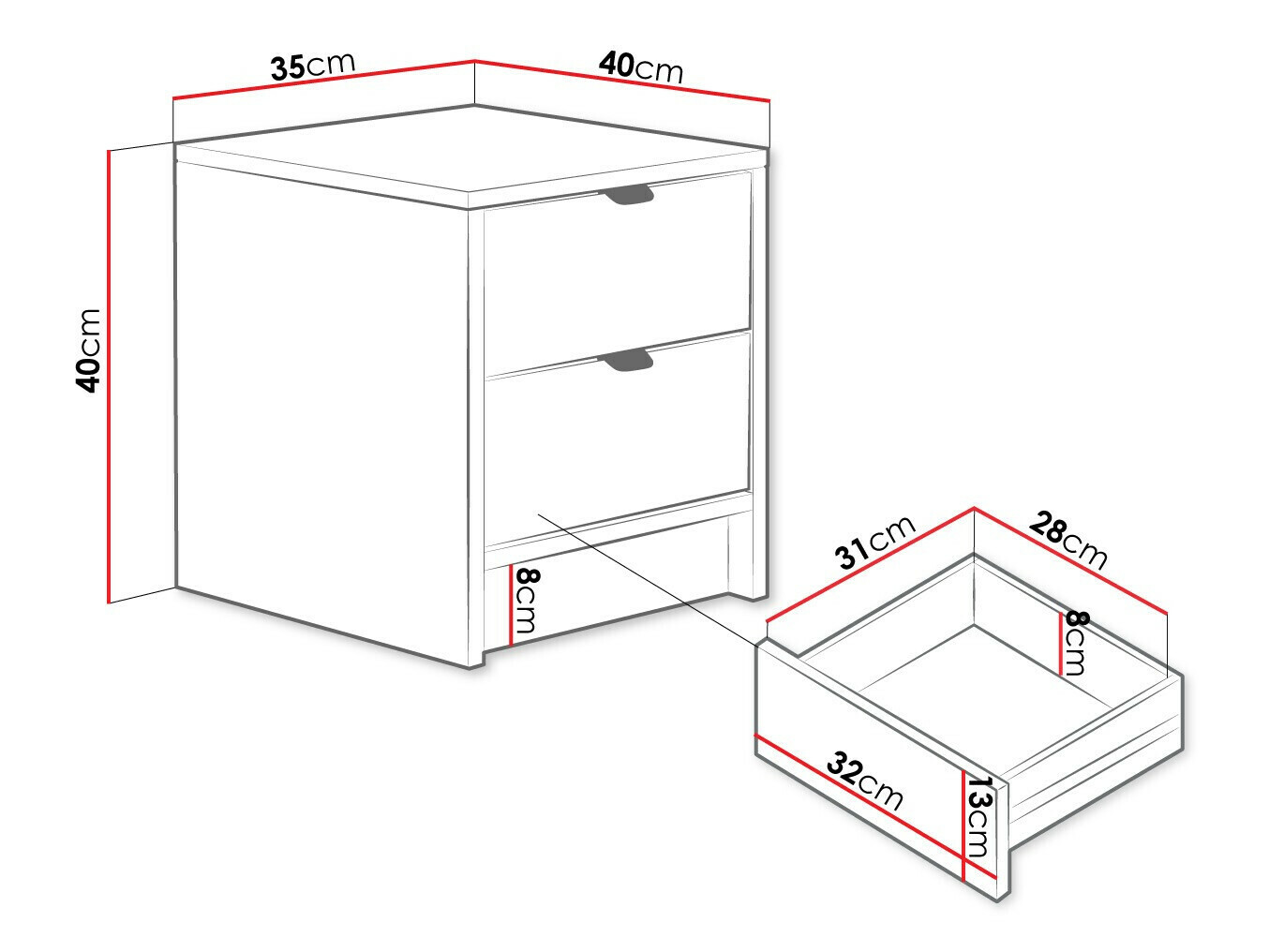 Noćni ormarić Comfivo Papilio (Bijela)