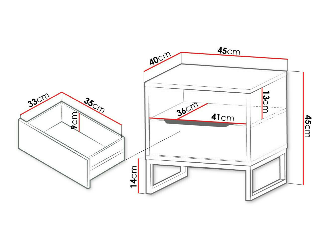 Noćni ormarić Romcama 107