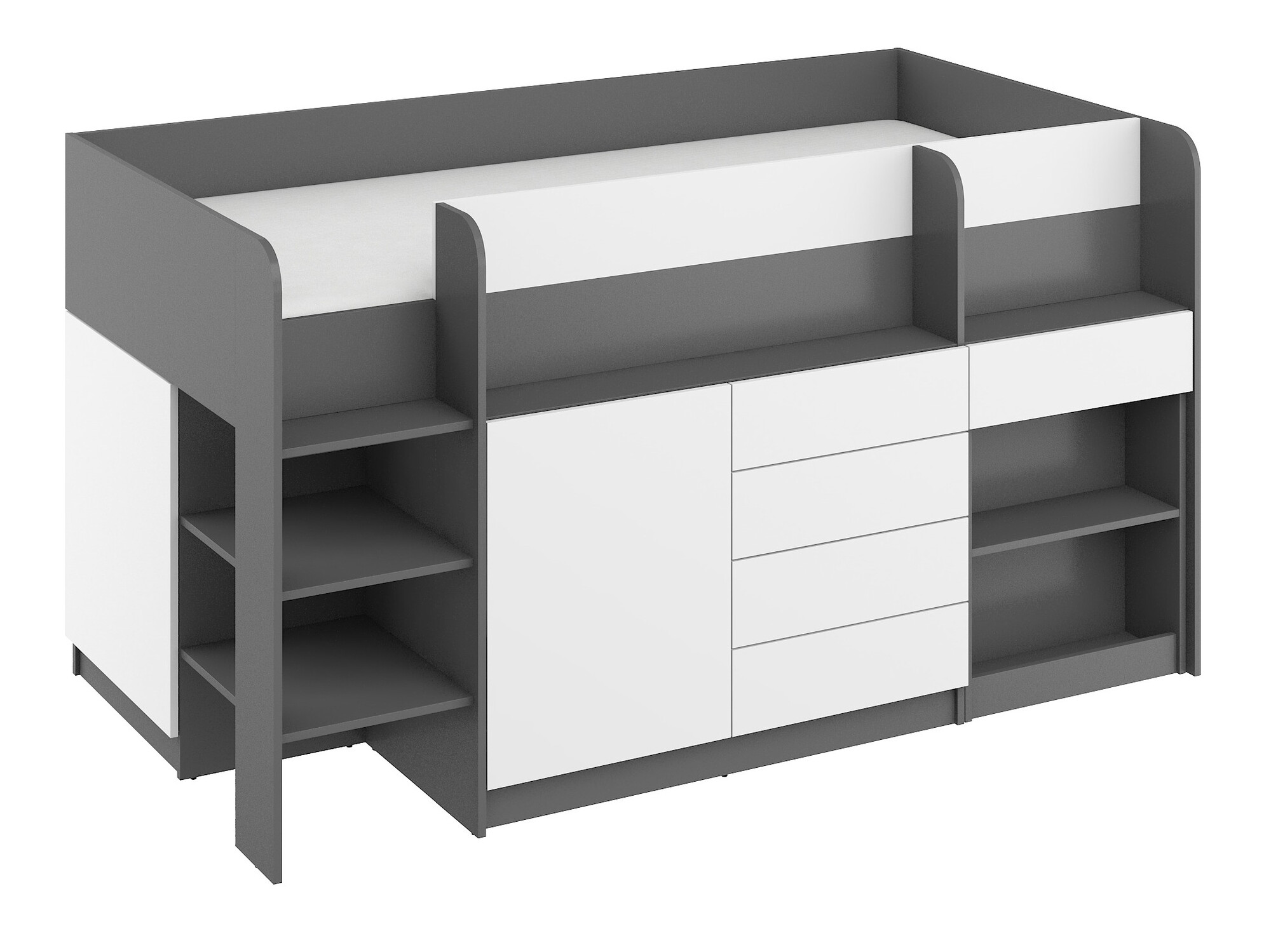 Krevet na platformi Gilroy 116 (Grafit + Bijela)