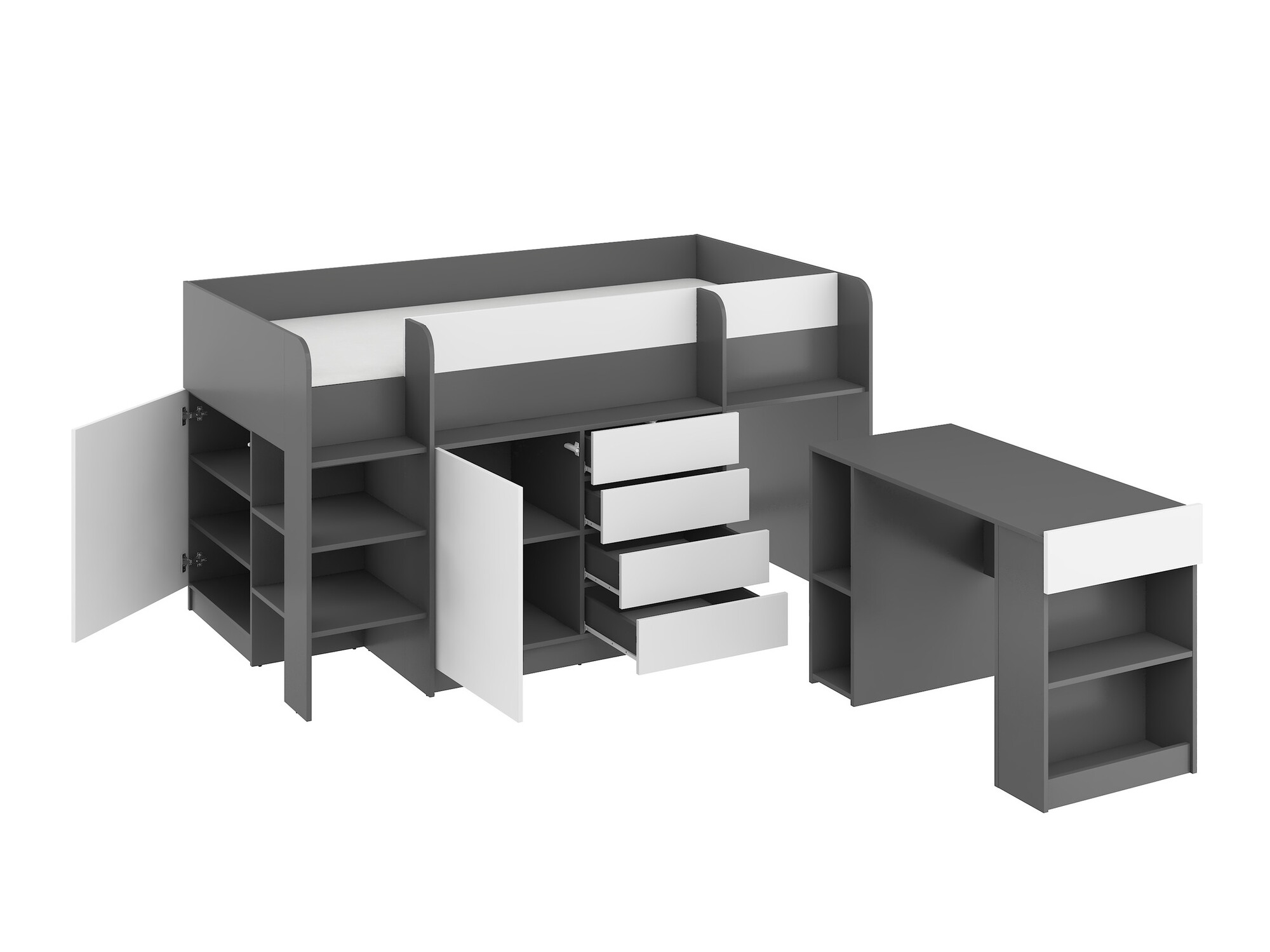 Krevet na platformi Gilroy 116 (Grafit + Bijela)