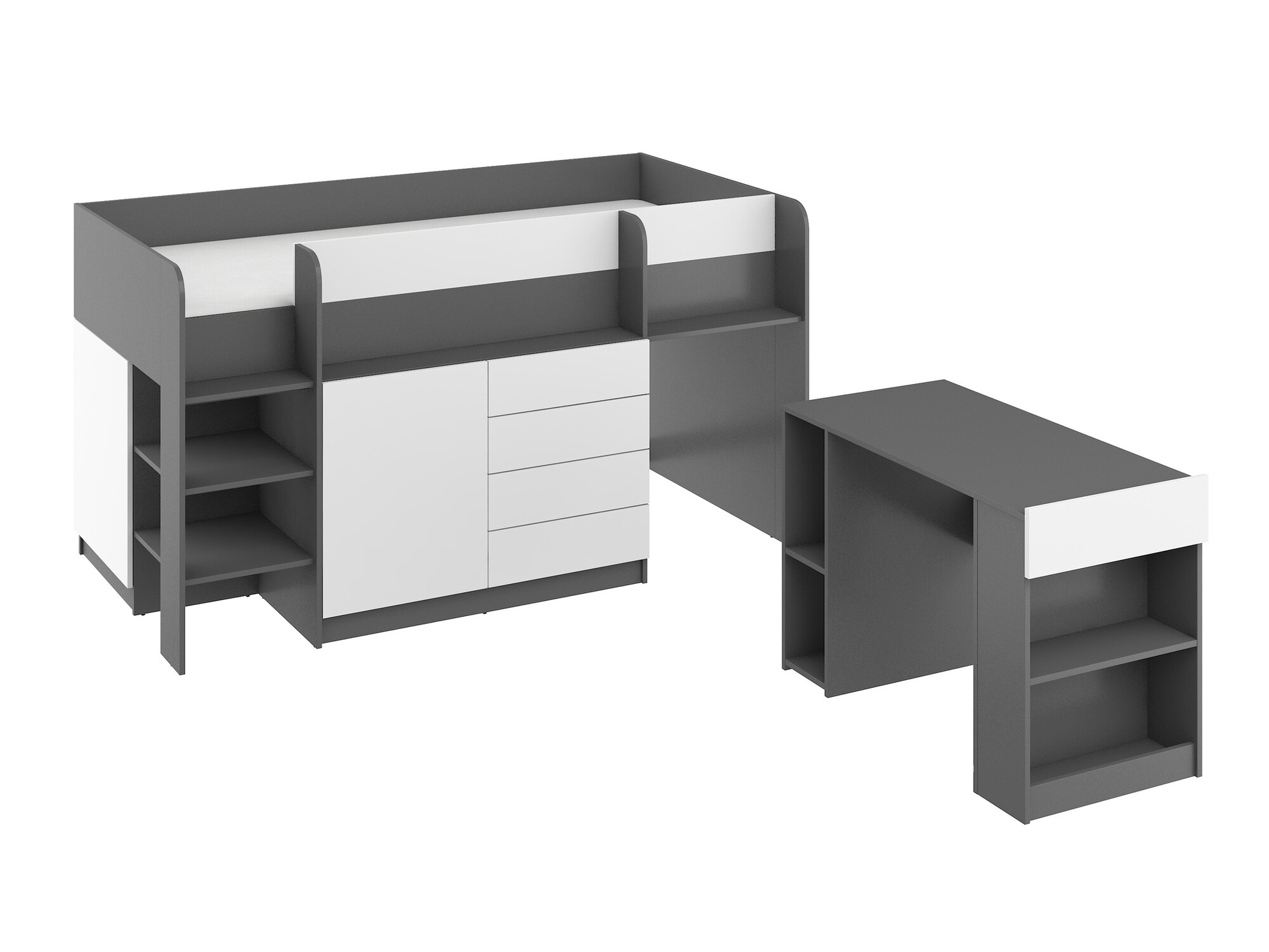 Krevet na platformi Gilroy 116 (Grafit + Bijela)