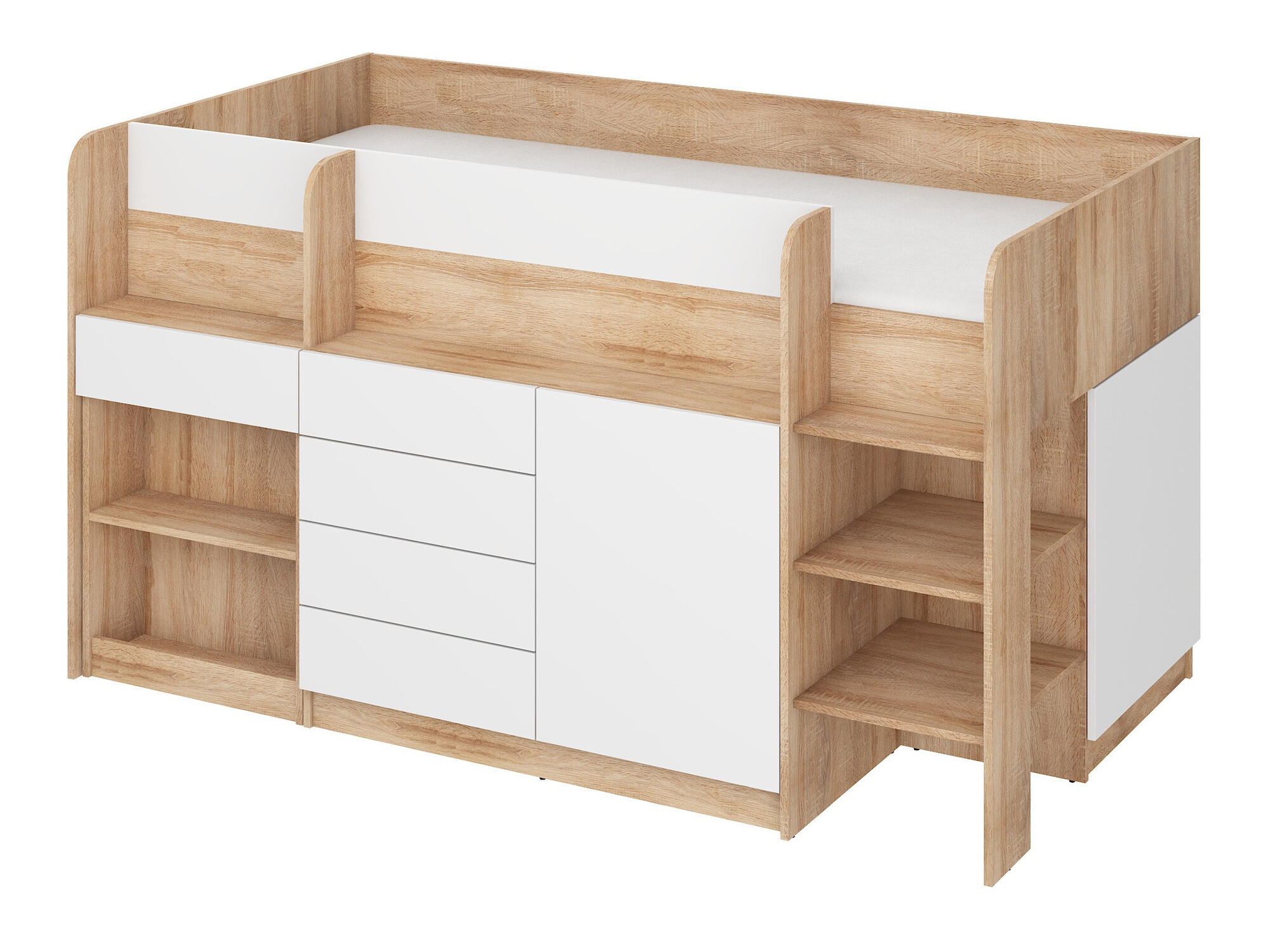 Krevet na platformi Gilroy 116 (Sonoma hrast + Bijela)