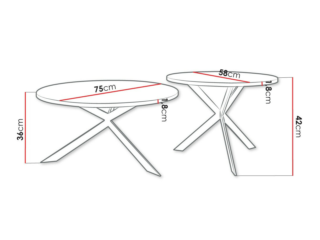 Set stolića za kavu Oswego 108 (Bijela + Crna)