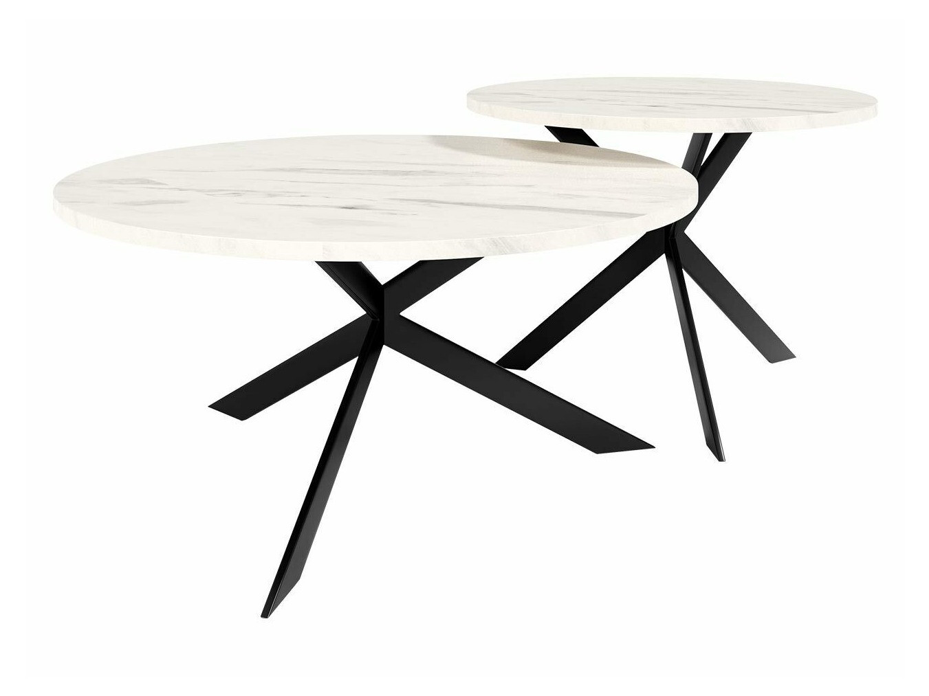 Set stolića za kavu Oswego 108 (Bijeli mramor + Crna)