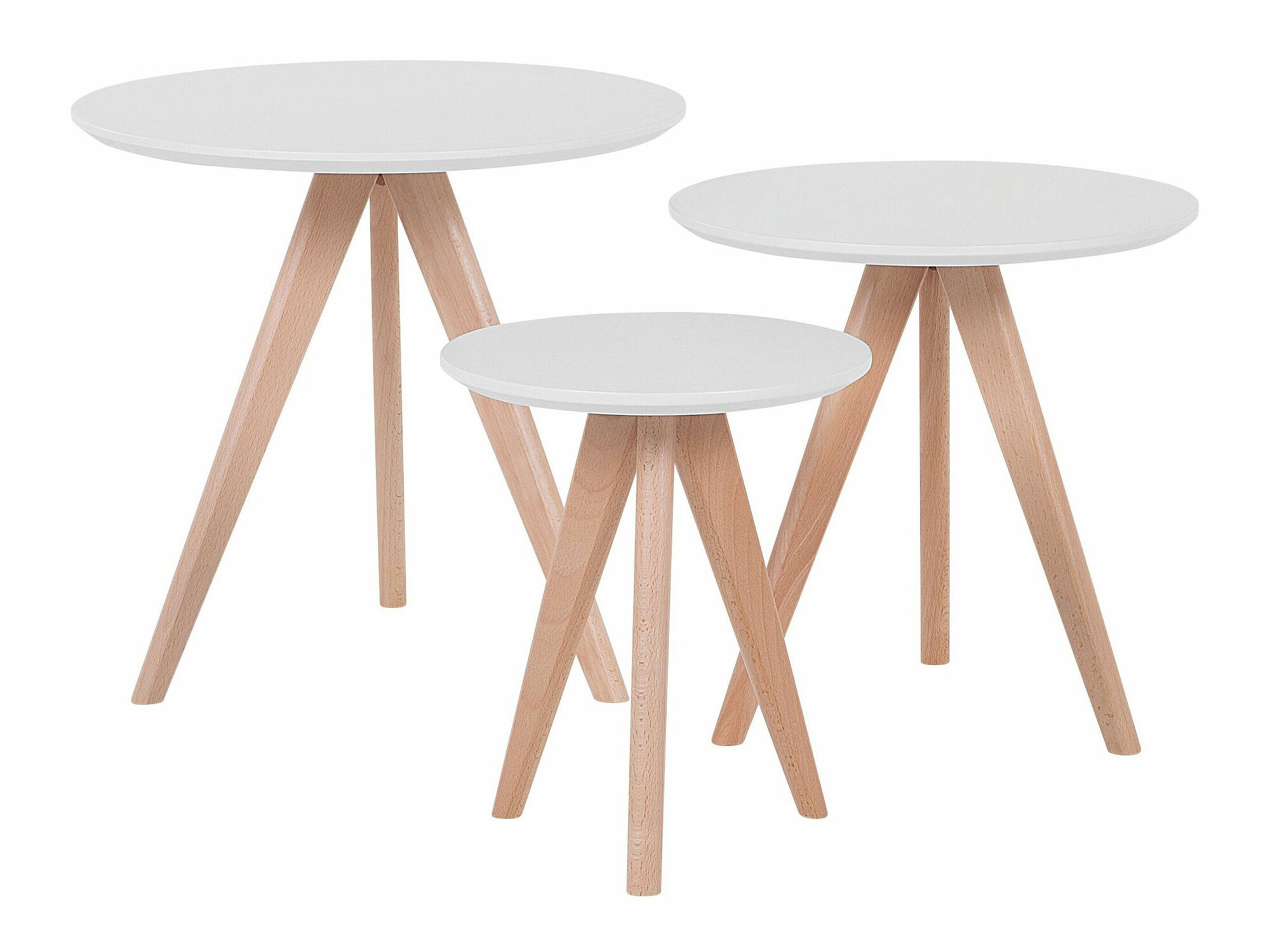 Set pomoćnih stolića Berwyn 1739 (Bijela + Svijetlo drvo)