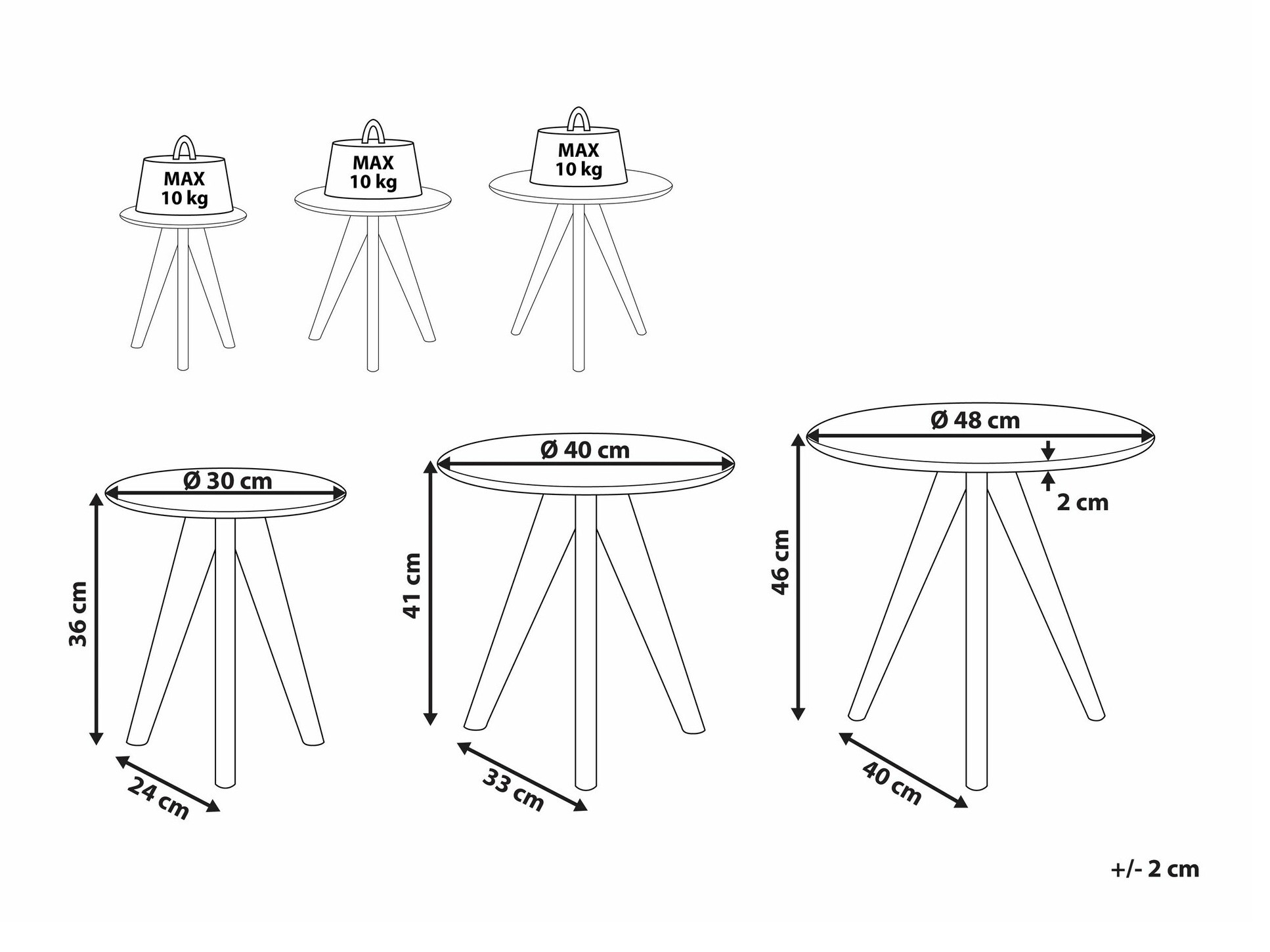 Set pomoćnih stolića Berwyn 1739 (Bijela + Svijetlo drvo)