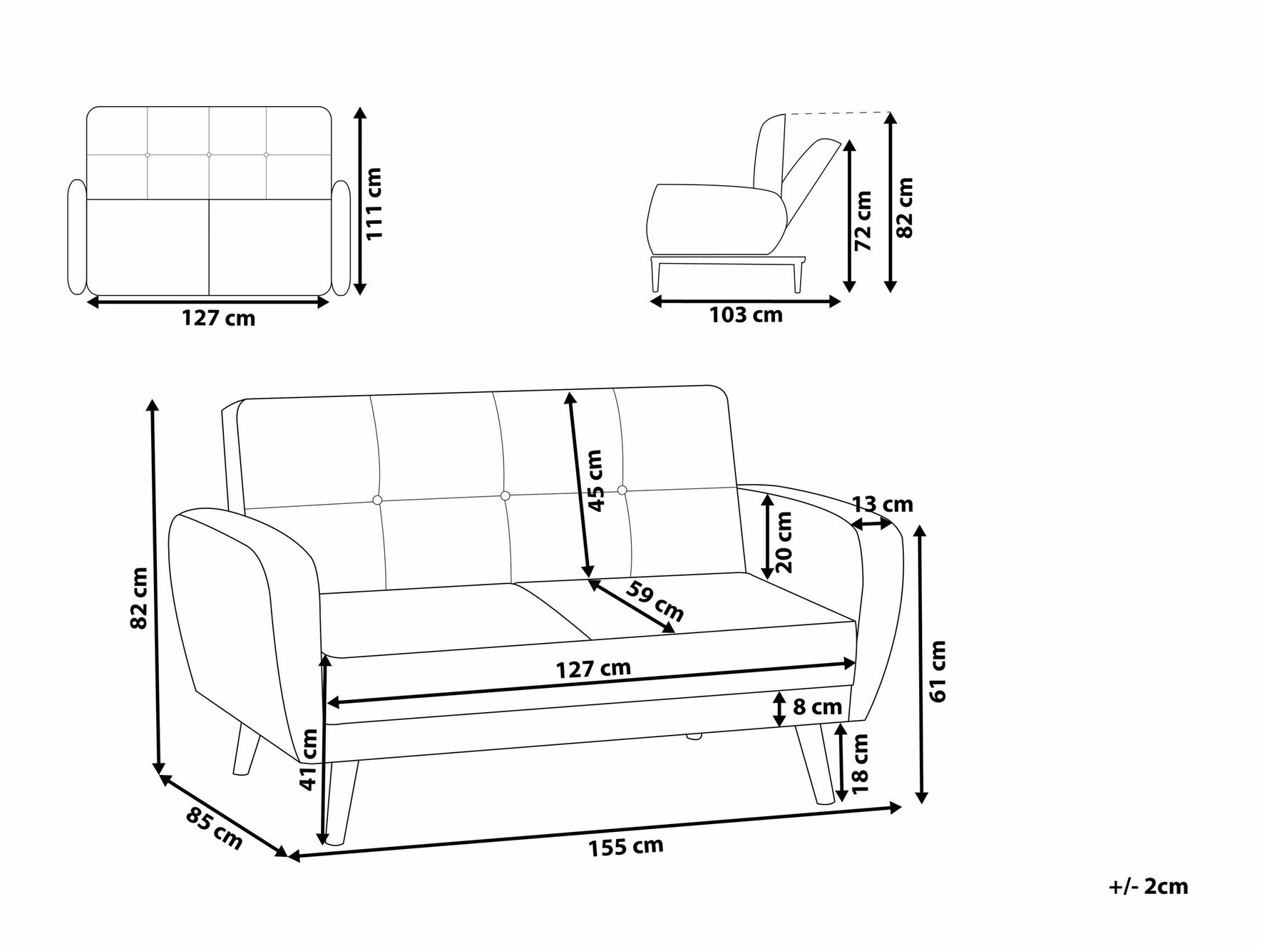 Kauč na razvlačenje Etlivi 103 (Siva)