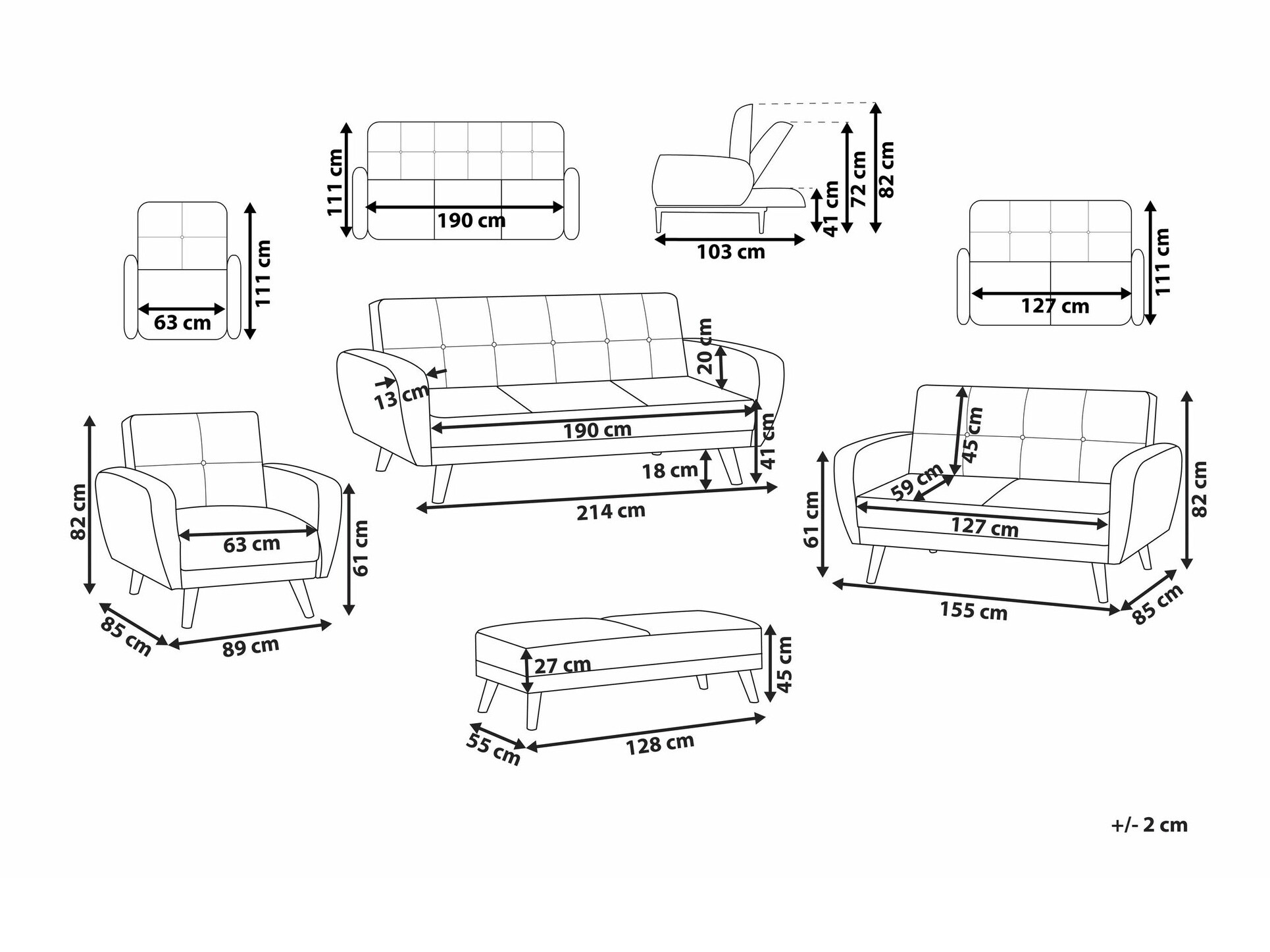 Tapecirani namještaj Etlivi 104 (Crna)