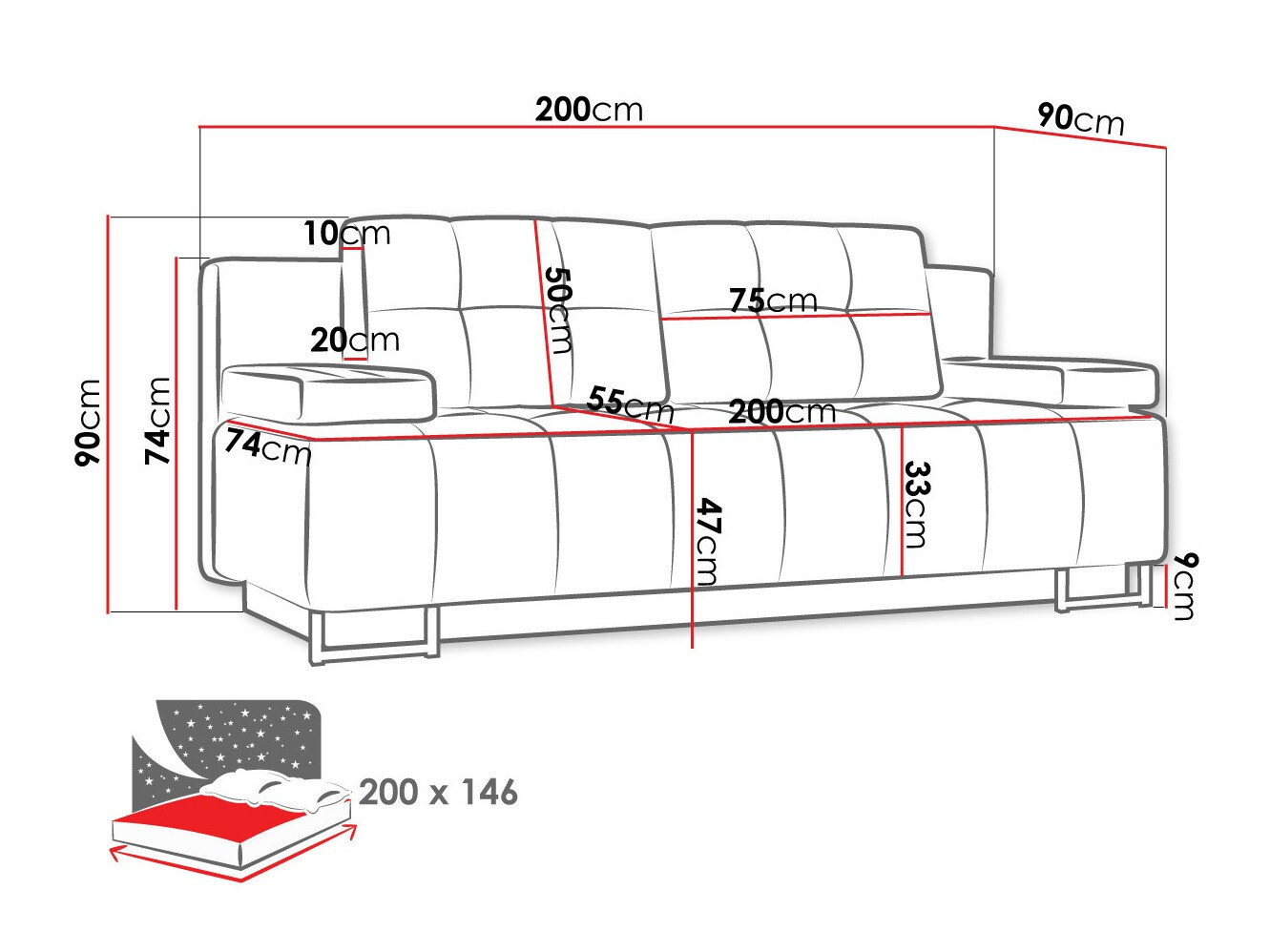 Kauč na razvlačenje Columbus 151 (Lux 05)