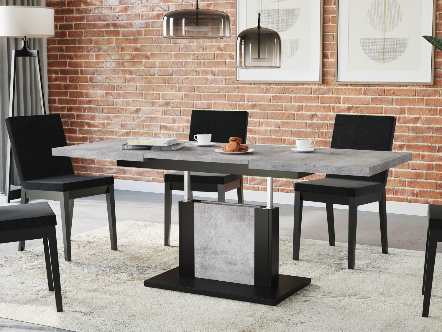 Transformirajući stolić za kavu Glendale 103 (Boja betona + Crna)