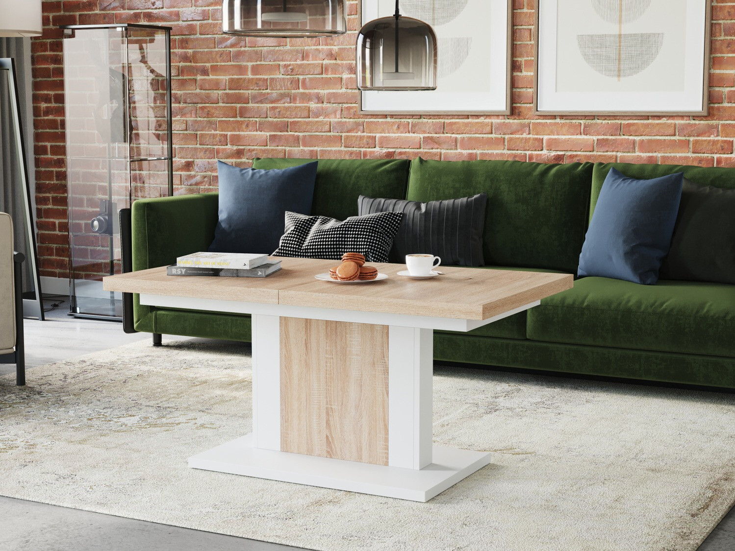 Transformirajući stolić za kavu Glendale 103 (Sonoma hrast + Bijela)