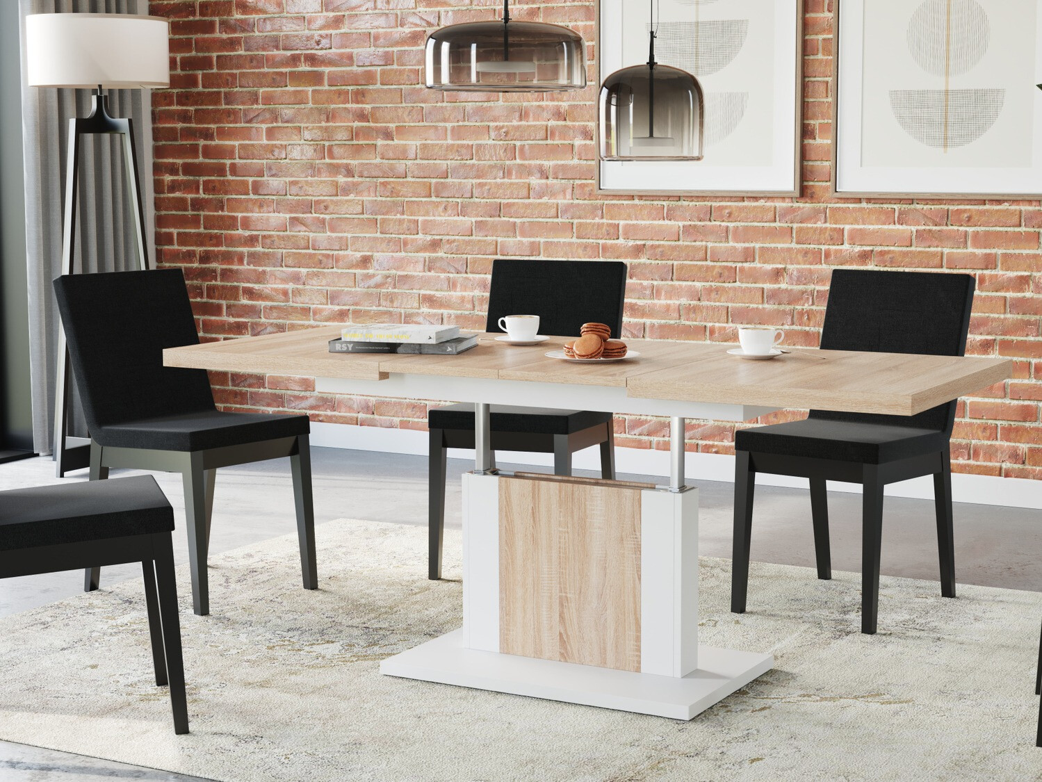 Transformirajući stolić za kavu Glendale 103 (Sonoma hrast + Bijela)